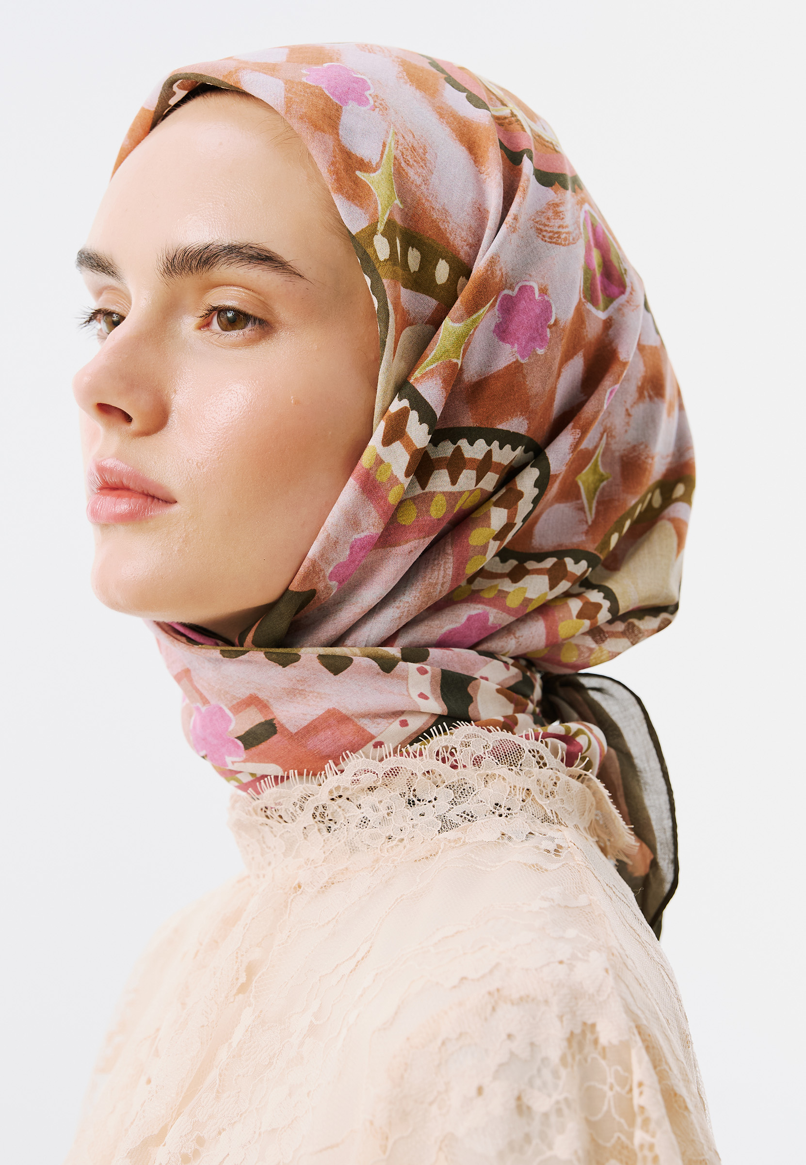 Fresh Scarfs The Stage In Geometry Desen Vual Eşarp Somon görsel 2