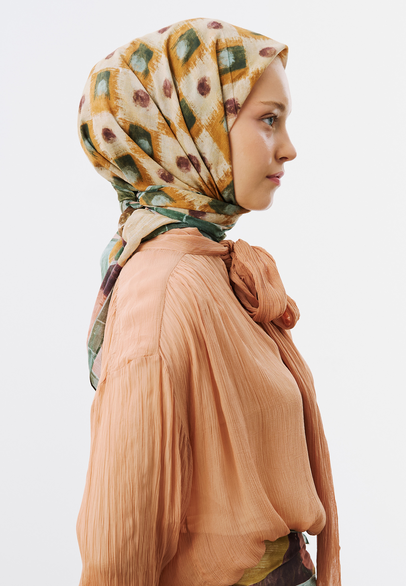 Fresh Scarfs Vintage Board Desen Vual Eşarp Turuncu görsel 2