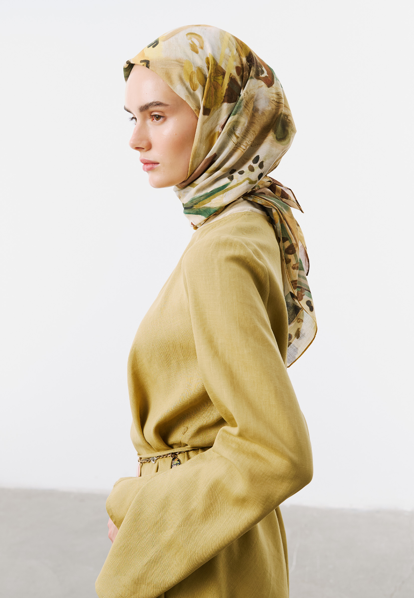 Fresh Scarfs Playful Palette Desen Vual Eşarp Toprak görsel 3