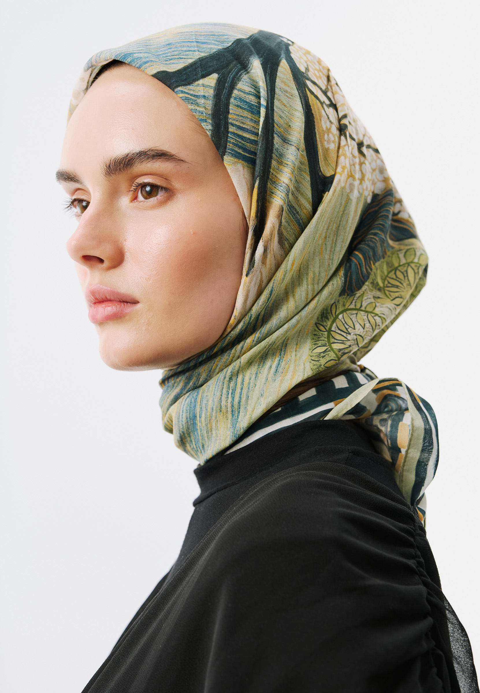 Fresh Scarfs Deep Forest Desen Vual Eşarp Soft Yeşil görsel 3
