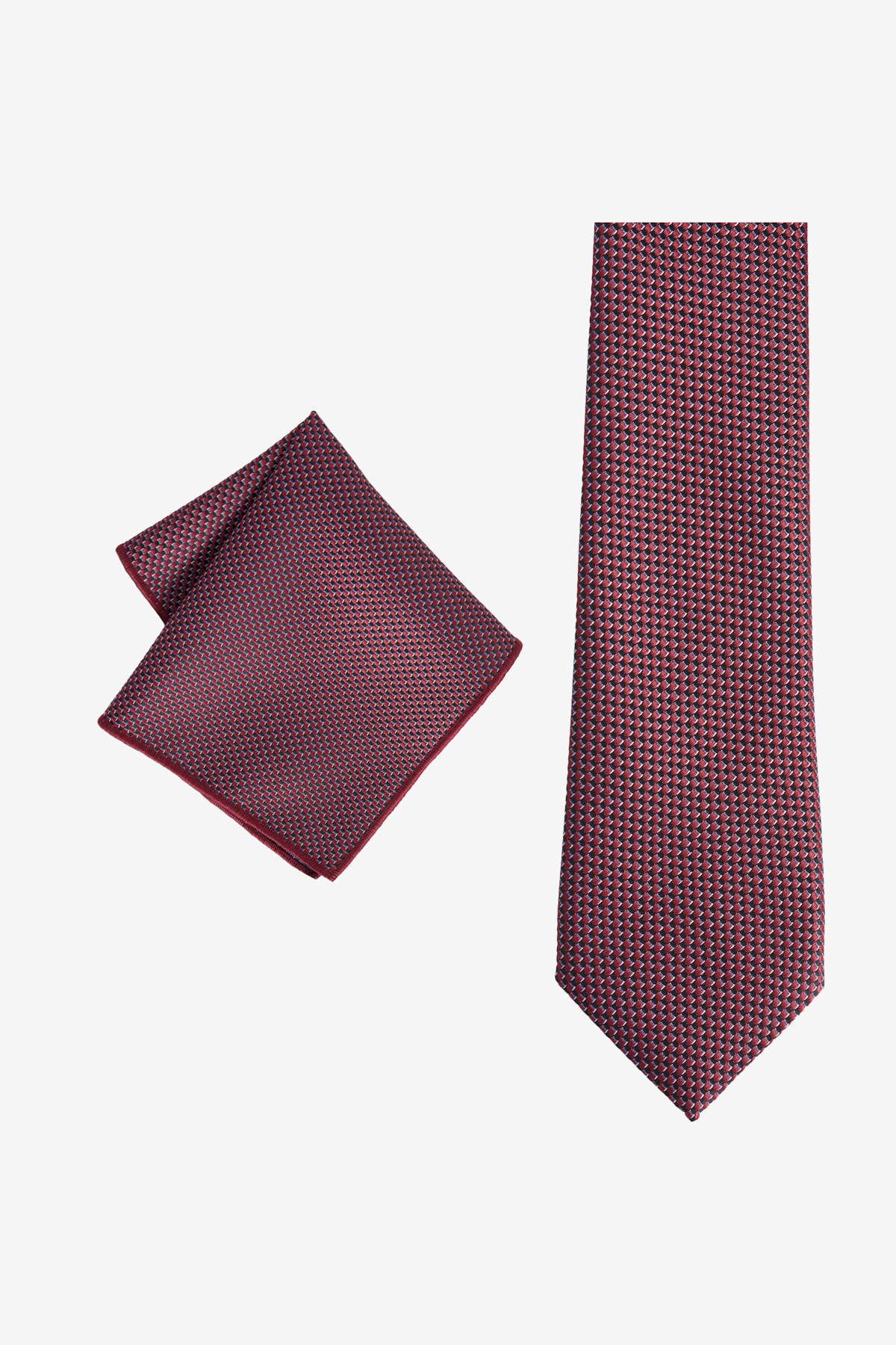 Altınyıldız Classics Erkek Bordo-Gri Desenli Kravat-Mendil Set