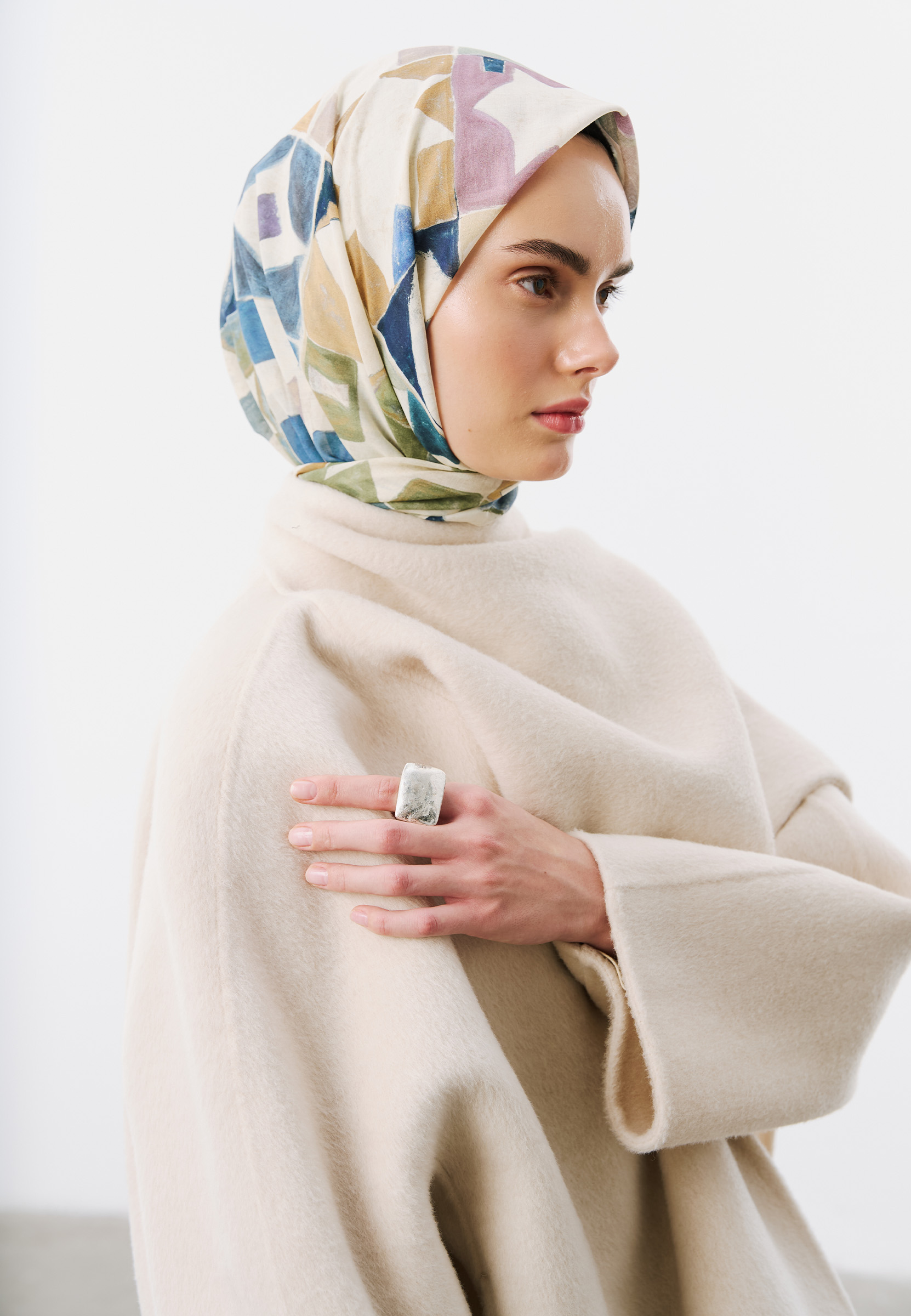 Fresh Scarfs Color Flow Desen Vual Eşarp Mavi