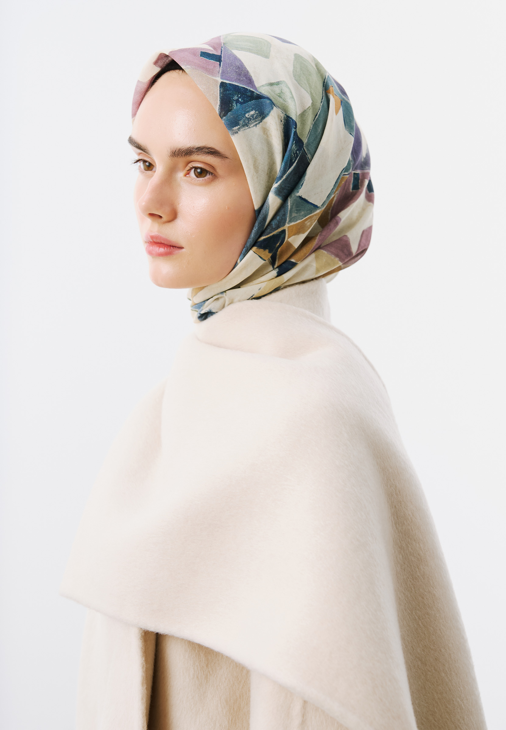 Fresh Scarfs Color Flow Desen Vual Eşarp Mavi görsel 2