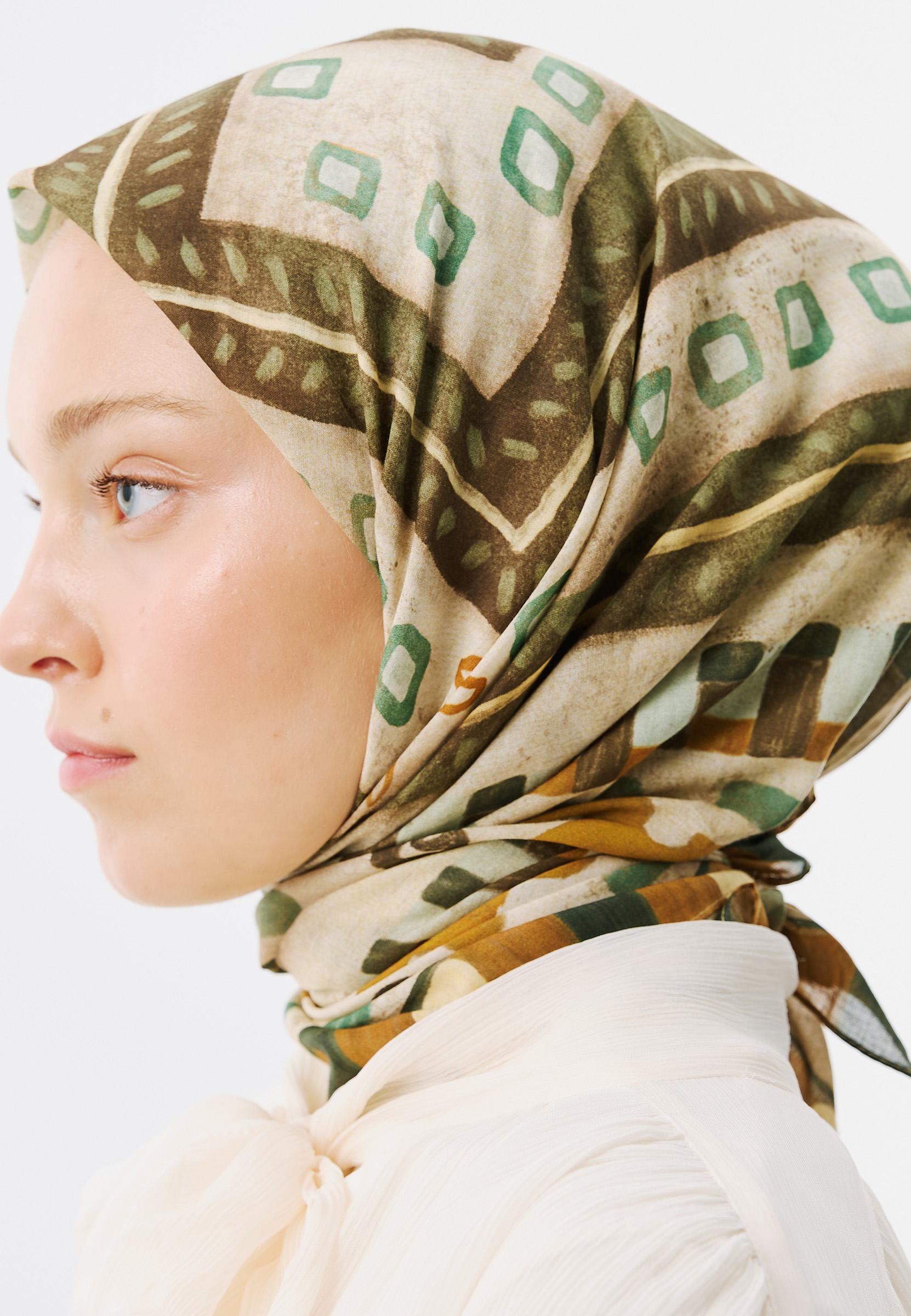 Fresh Scarfs Abstract Flow Desen Vual Eşarp Yeşil görsel 3