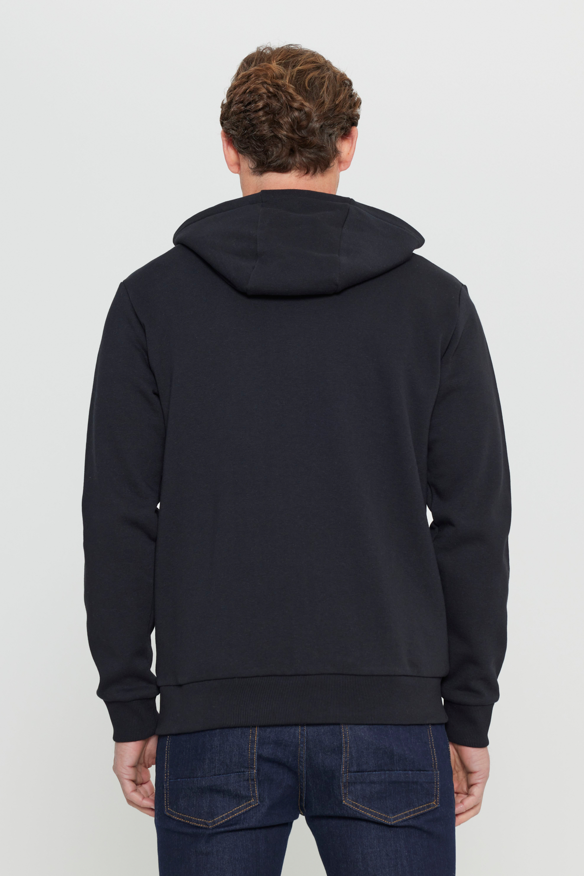 AC&Co / Altınyıldız Classics Siyah Standart Fit Normal Kesim Kapüşonlu Erkek Fermuarlı Sweatshirt Hırka görsel 7