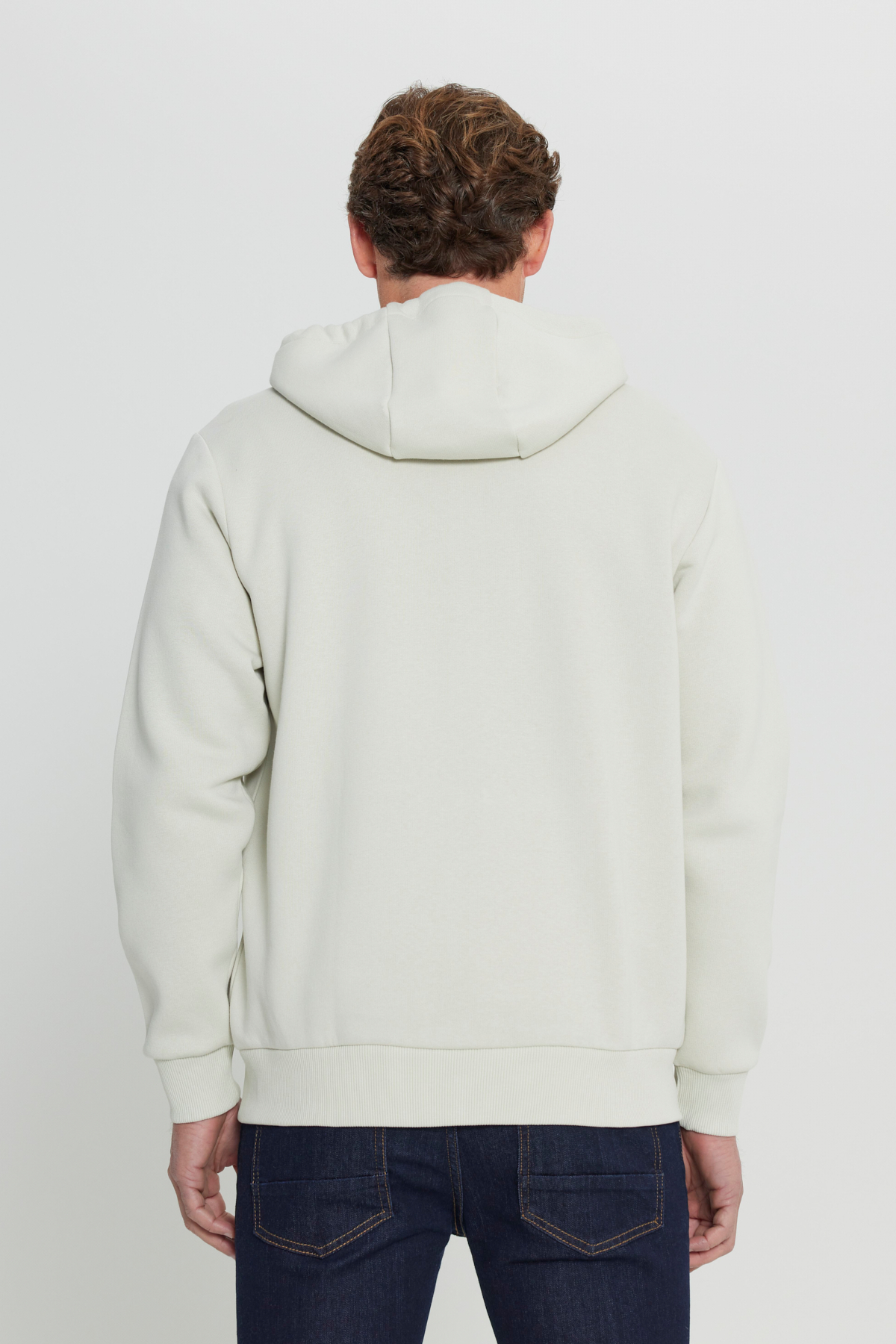 AC&Co / Altınyıldız Classics Bej Standart Fit Normal Kesim Kapüşonlu Erkek Fermuarlı Sweatshirt Hırka görsel 6