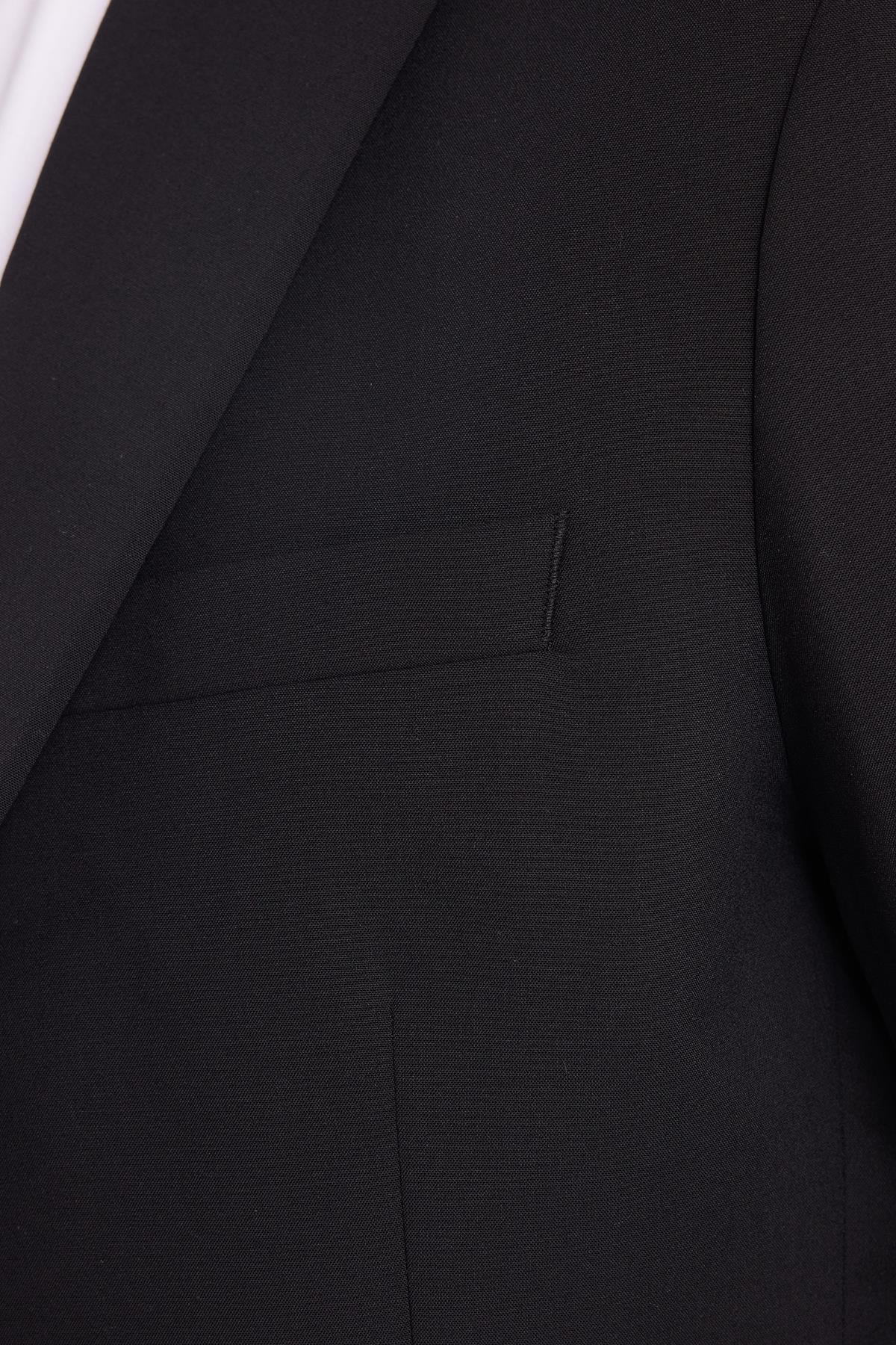 TUDORS Erkek Slim Fit Mono Yaka Elastanlı Esnek Kumaş Siyah Takım Elbise görsel 6