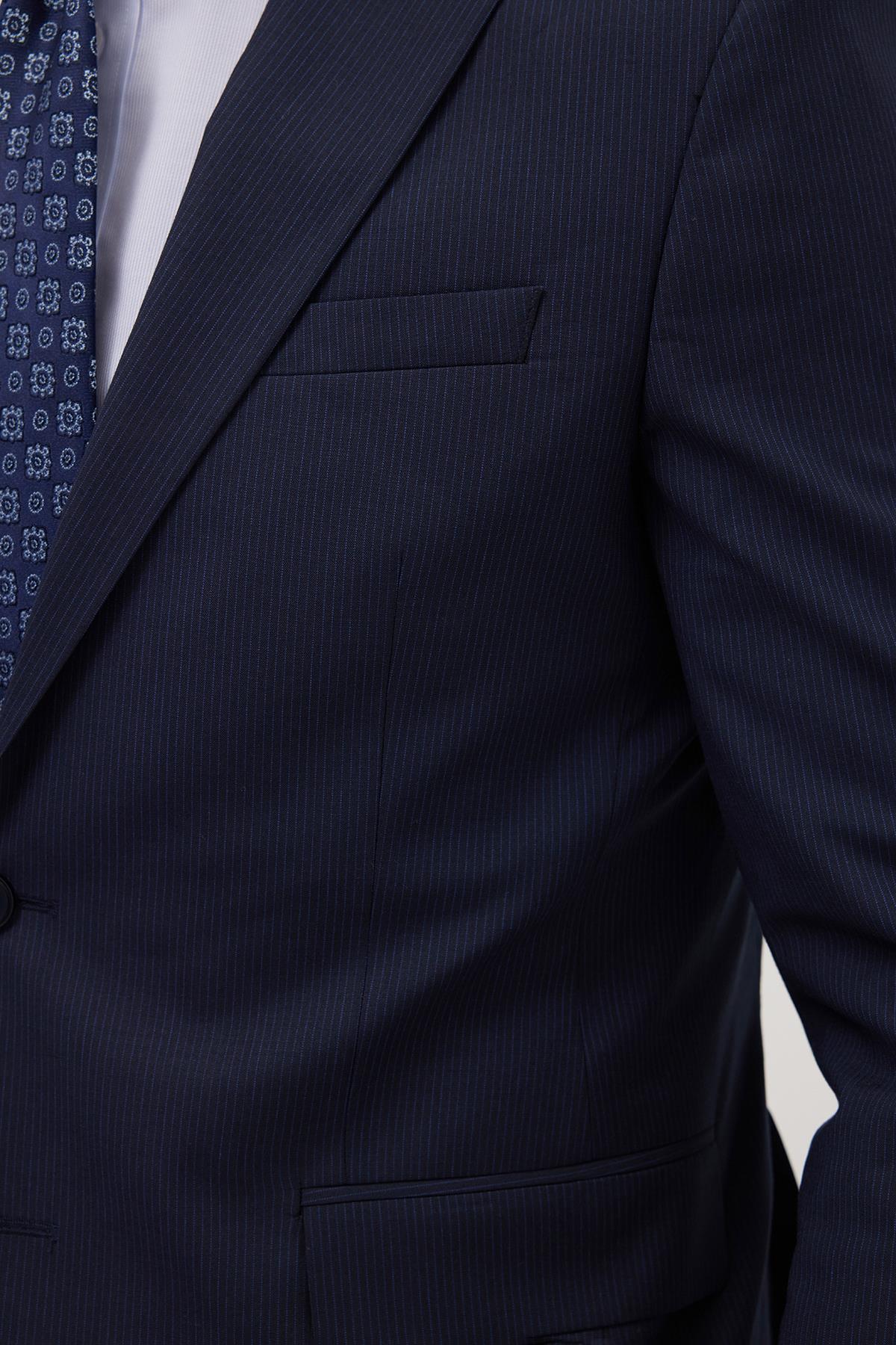 TUDORS Erkek Slim Fit Mono Yaka Elastanlı Esnek Kumaş Lacivert Takım Elbise görsel 6