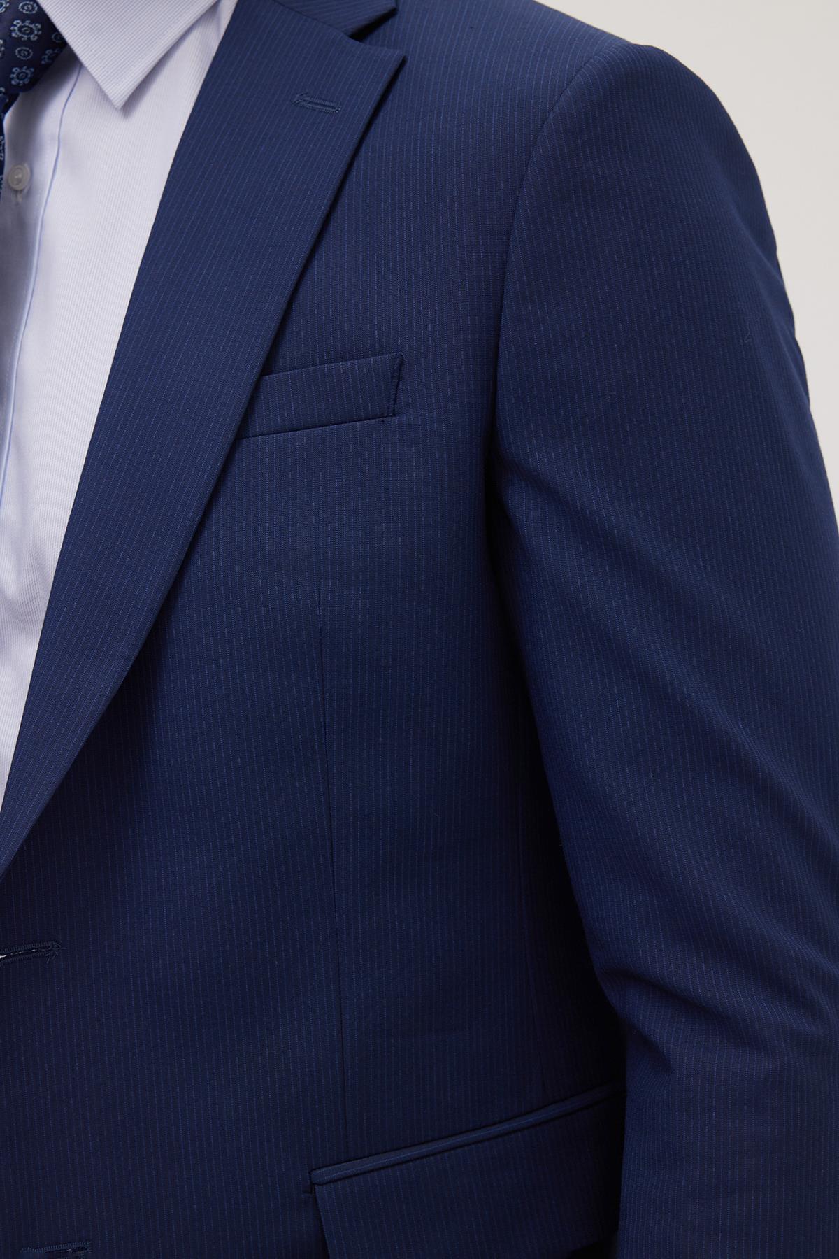 TUDORS Erkek Slim Fit Mono Yaka Elastanlı Esnek Kumaş Koyu Lacivert Takım Elbise görsel 6