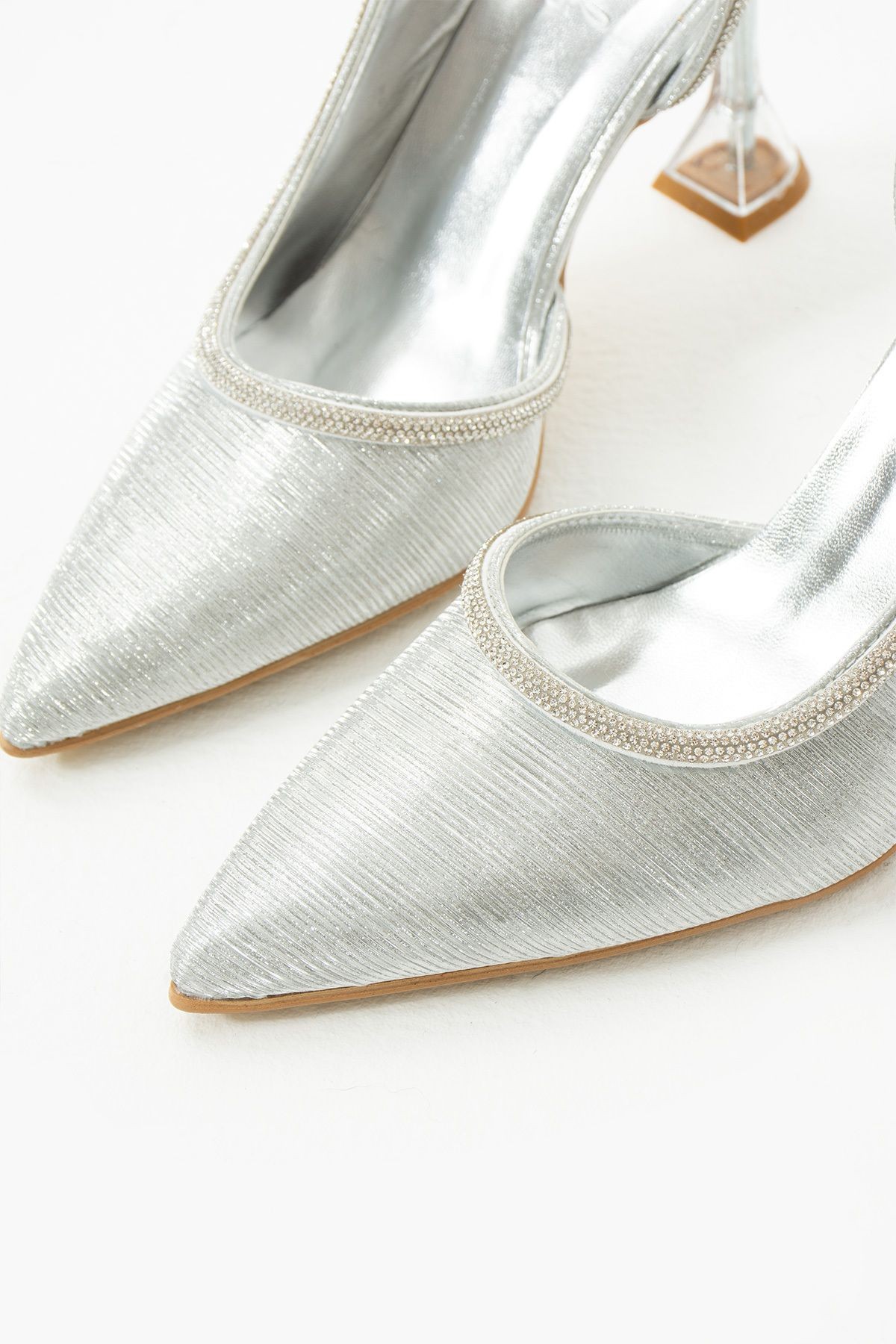 DUXAL SHOES Fomax Taş Detaylı Şeffaf Topuklu Ayakkabı görsel 3
