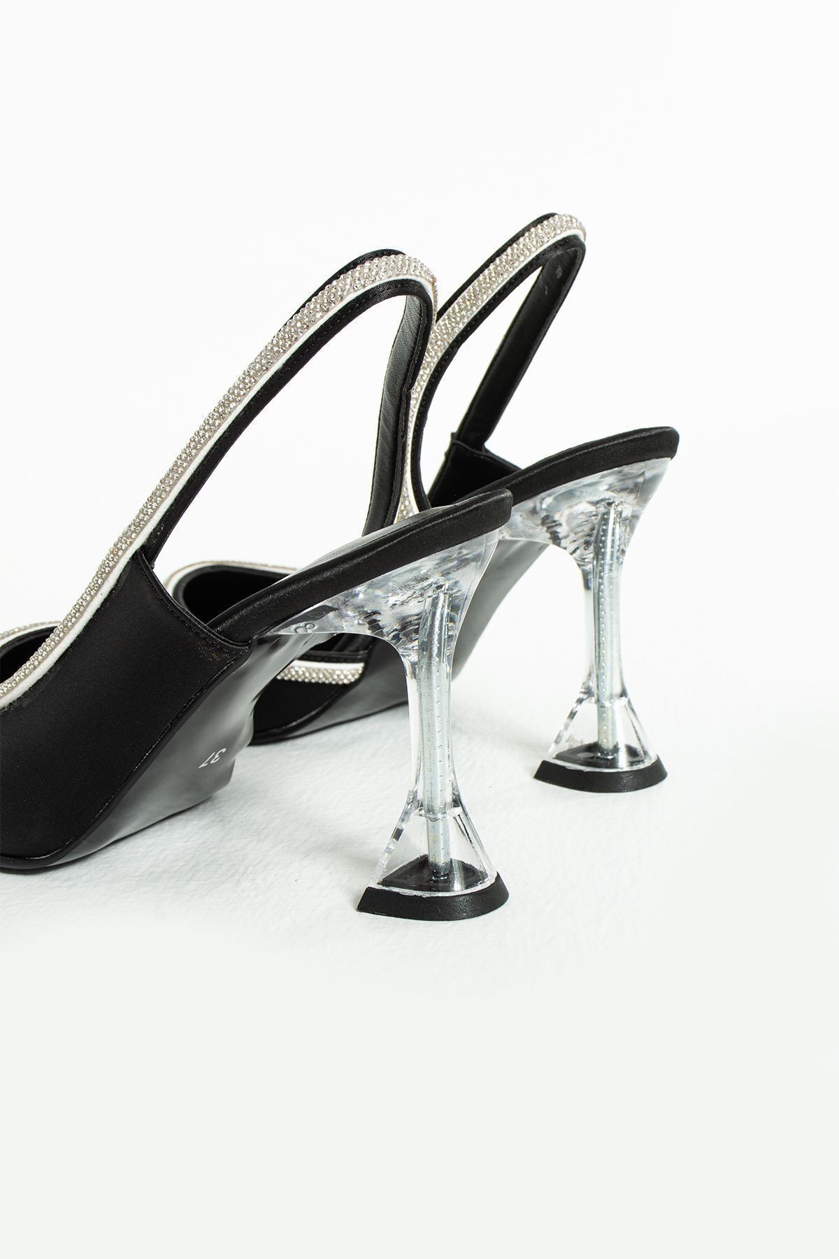 DUXAL SHOES Fomax Taş Detaylı Şeffaf Topuklu Ayakkabı görsel 4