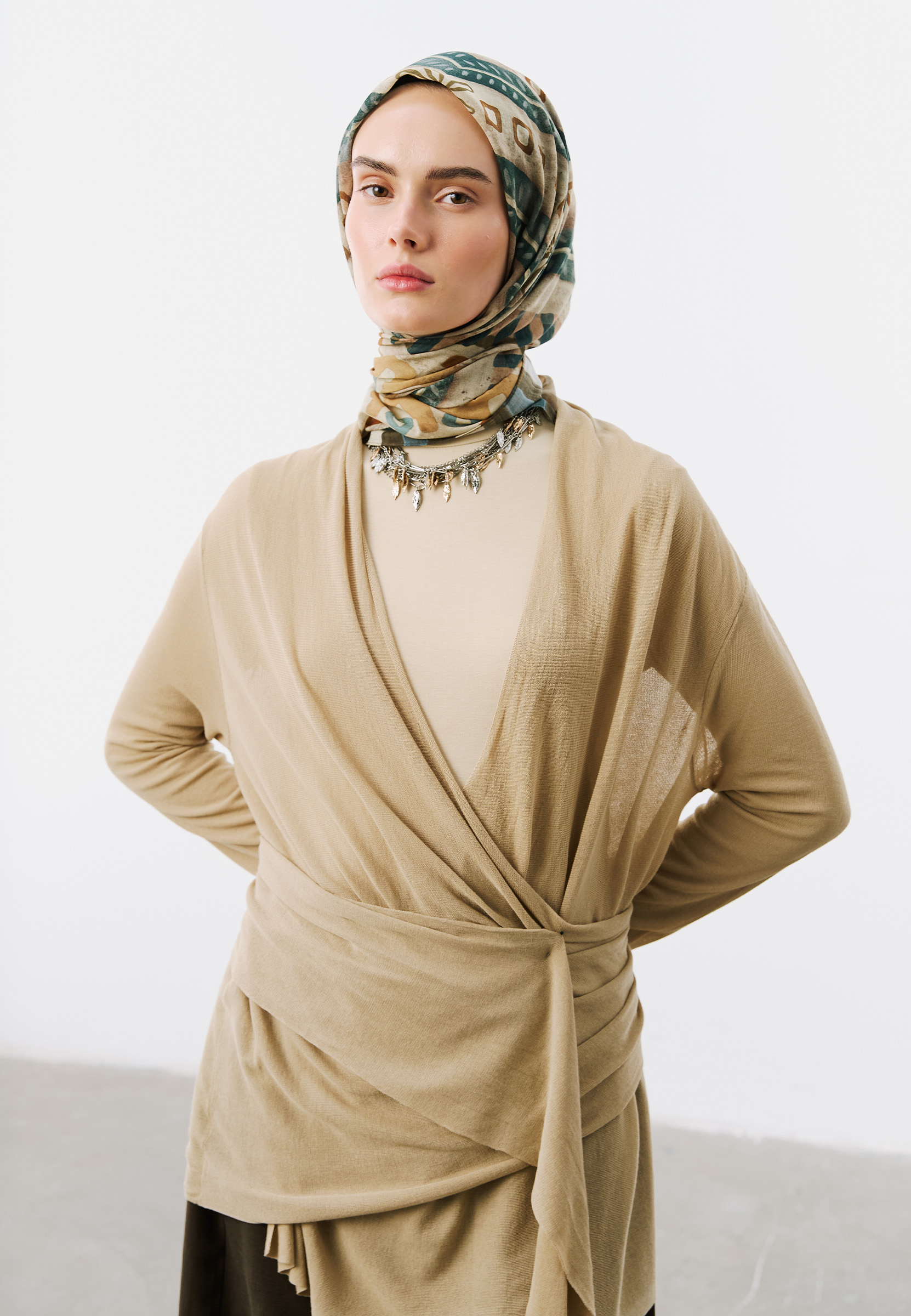Fresh Scarfs Abstract Flow Desen Vual Eşarp Mavi