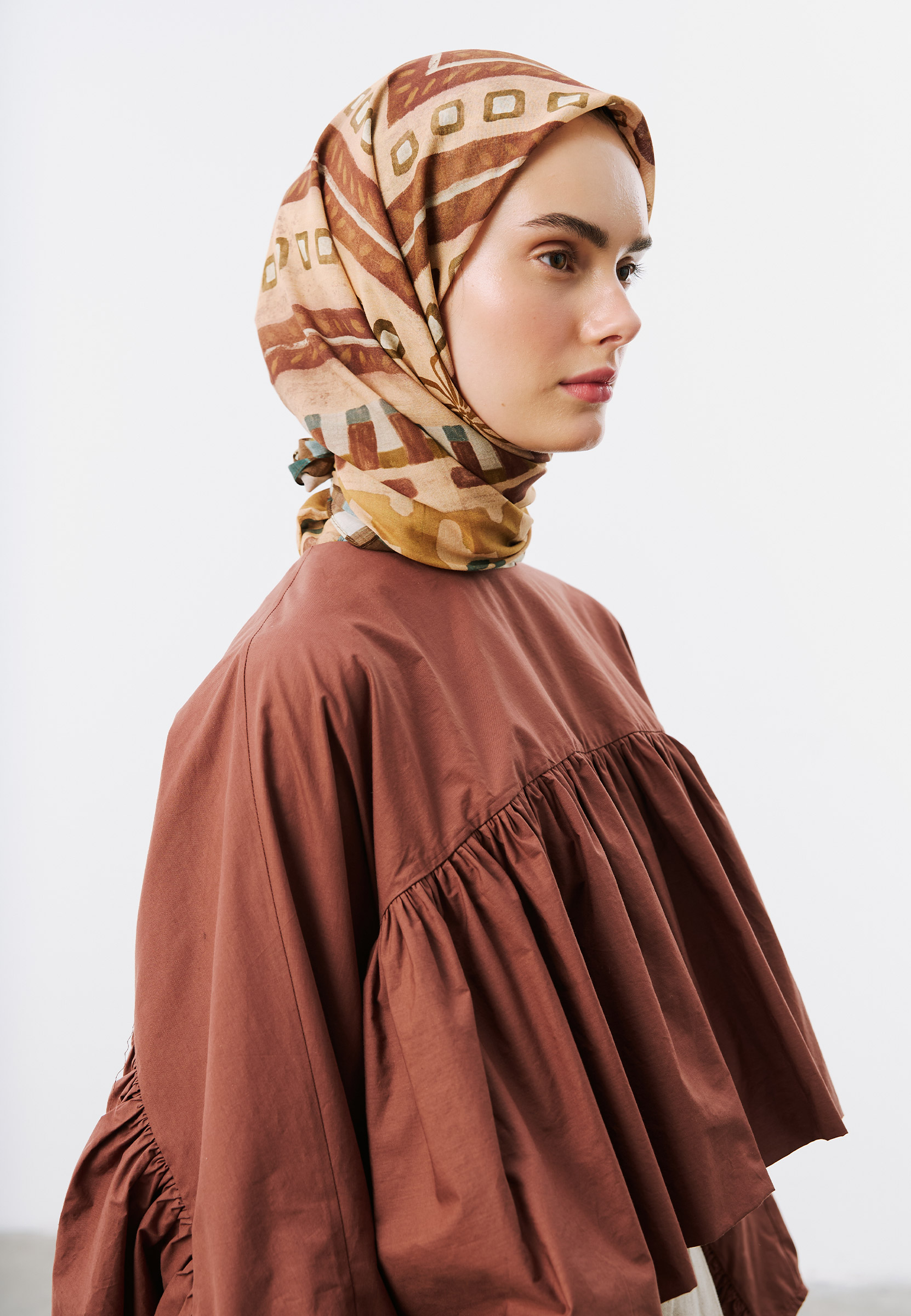 Fresh Scarfs Abstract Flow Desen Vual Eşarp Somon