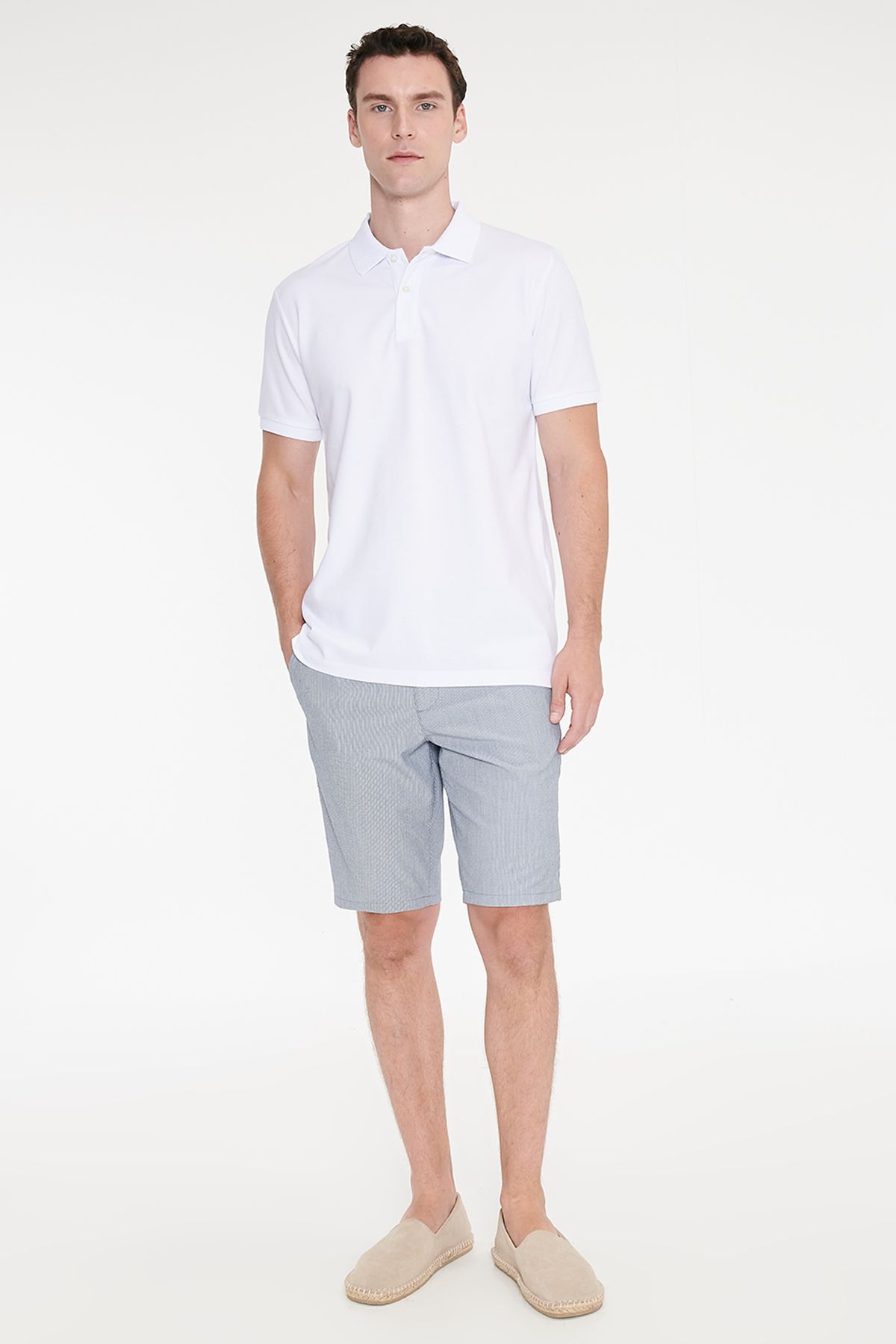 Altınyıldız Classics Erkek Lacivert Slim Fit Dar Kesim Yan Cepli Gofre Desenli Esnek Şort