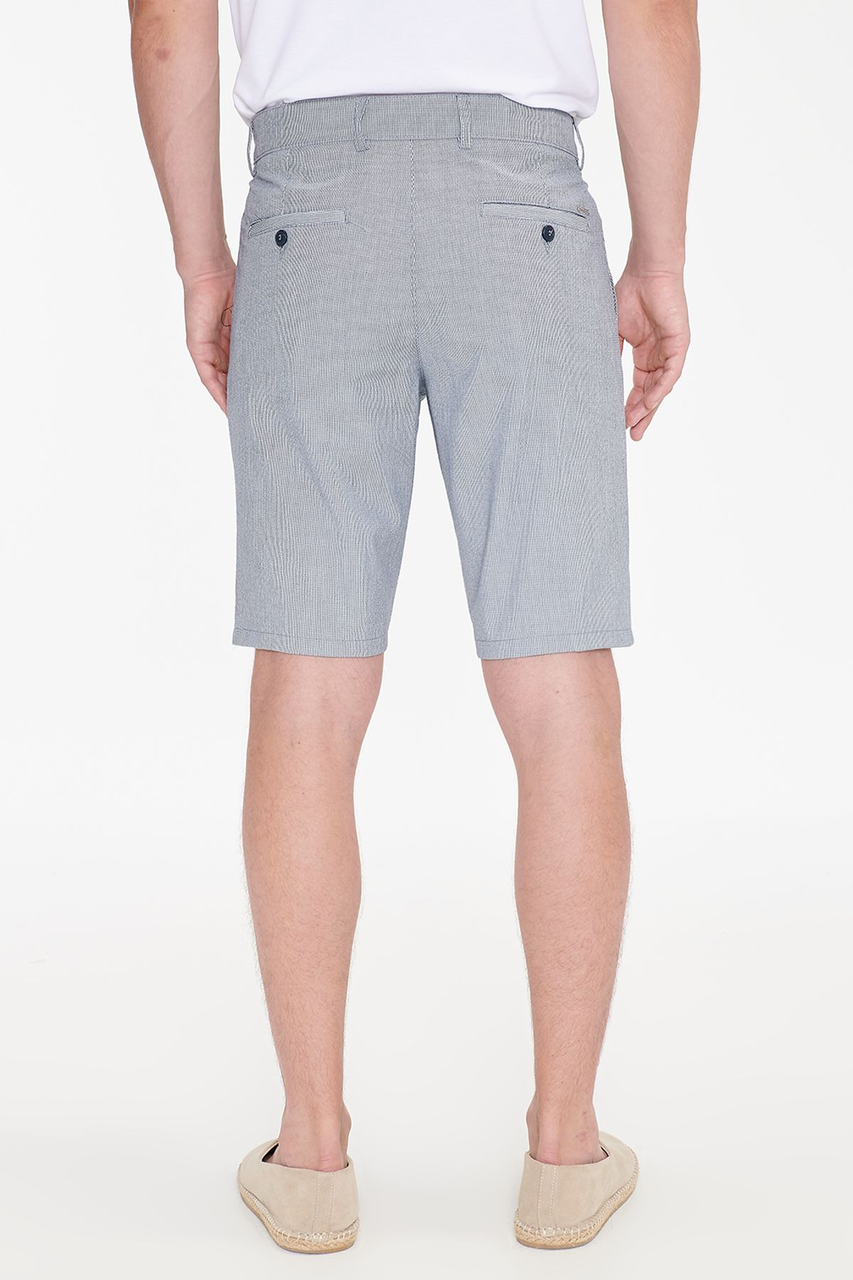 Altınyıldız Classics Erkek Lacivert Slim Fit Dar Kesim Yan Cepli Gofre Desenli Esnek Şort görsel 5