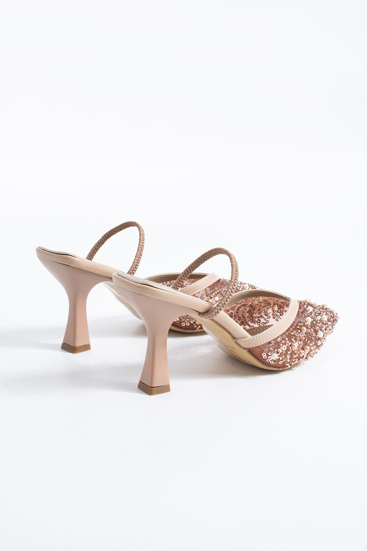 DUXAL SHOES Alberta Tüylü Boncuklu Detaylı Arkası Açık Topuklu Ayakkabı görsel 8