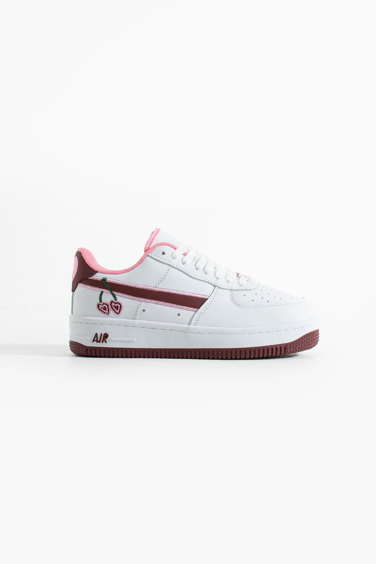 DUXAL SHOES Kiraz Detaylı Pembe Beyaz Sneaker, Kadın Spor Ayakkabı