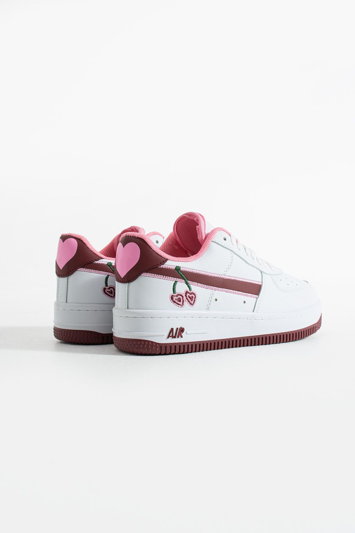 DUXAL SHOES Kiraz Detaylı Pembe Beyaz Sneaker, Kadın Spor Ayakkabı görsel 7