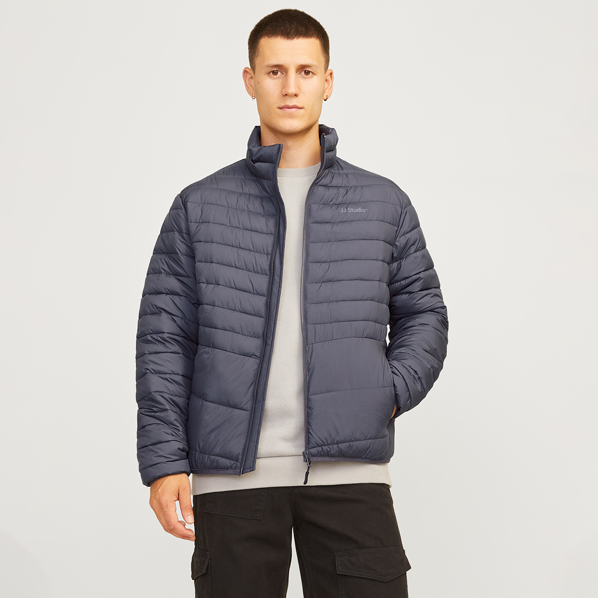 Jack & Jones State Packable Puffer Colar Erkek Siyah Dik Yaka Şişme Mont