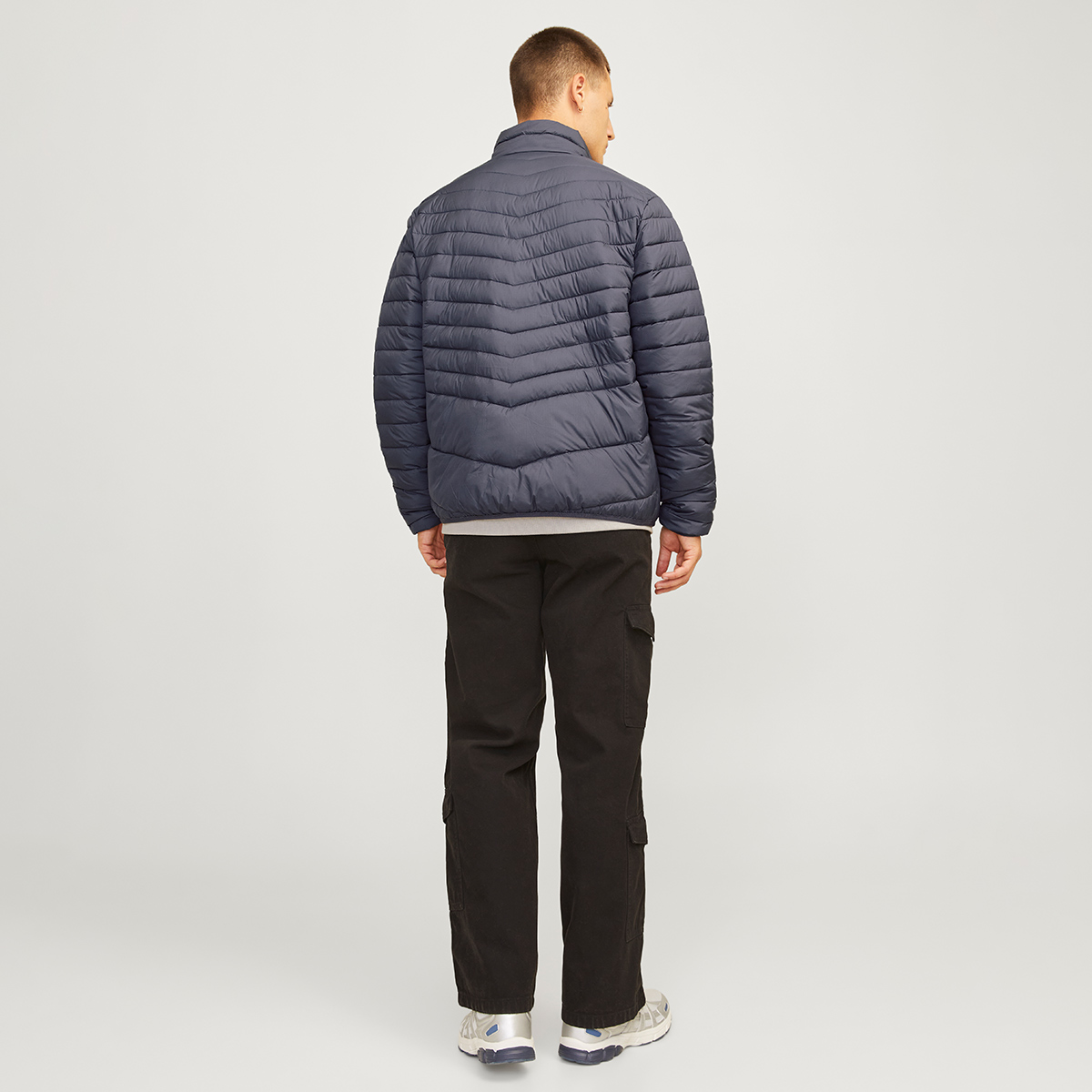 Jack & Jones State Packable Puffer Colar Erkek Siyah Dik Yaka Şişme Mont görsel 4
