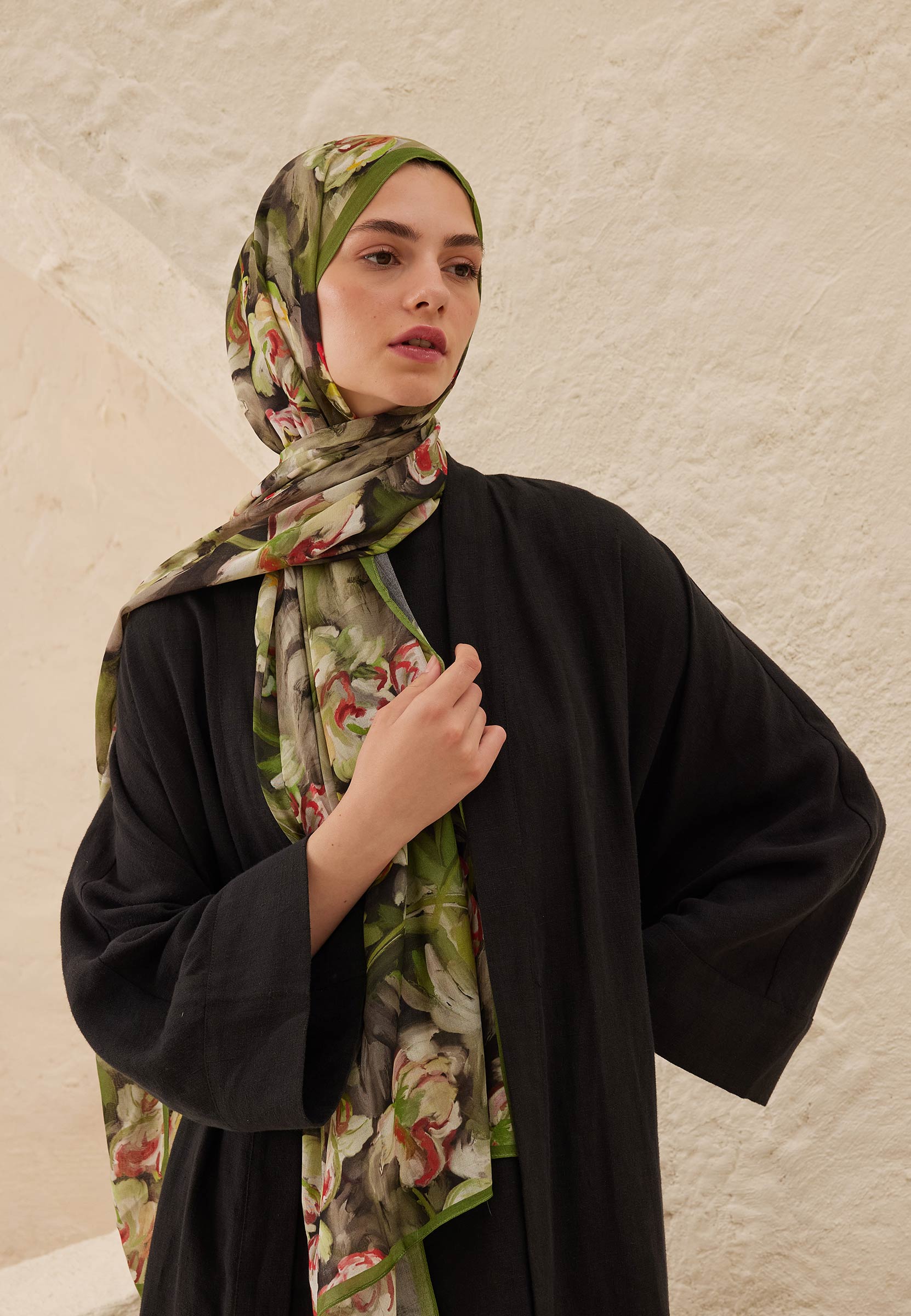 Fresh Scarfs Lavinia Desen Rami Şal Siyah görsel 2