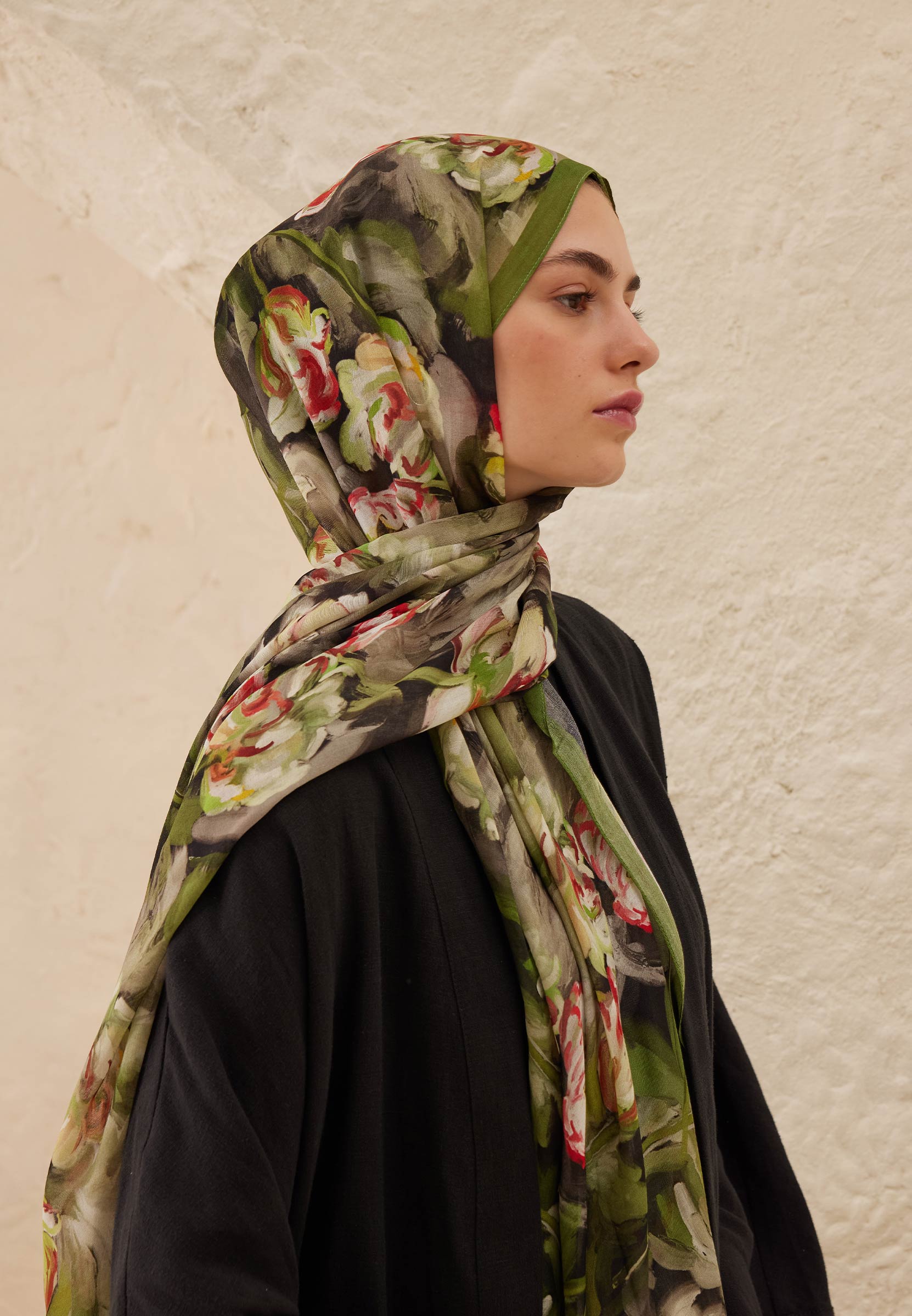 Fresh Scarfs Lavinia Desen Rami Şal Siyah görsel 3