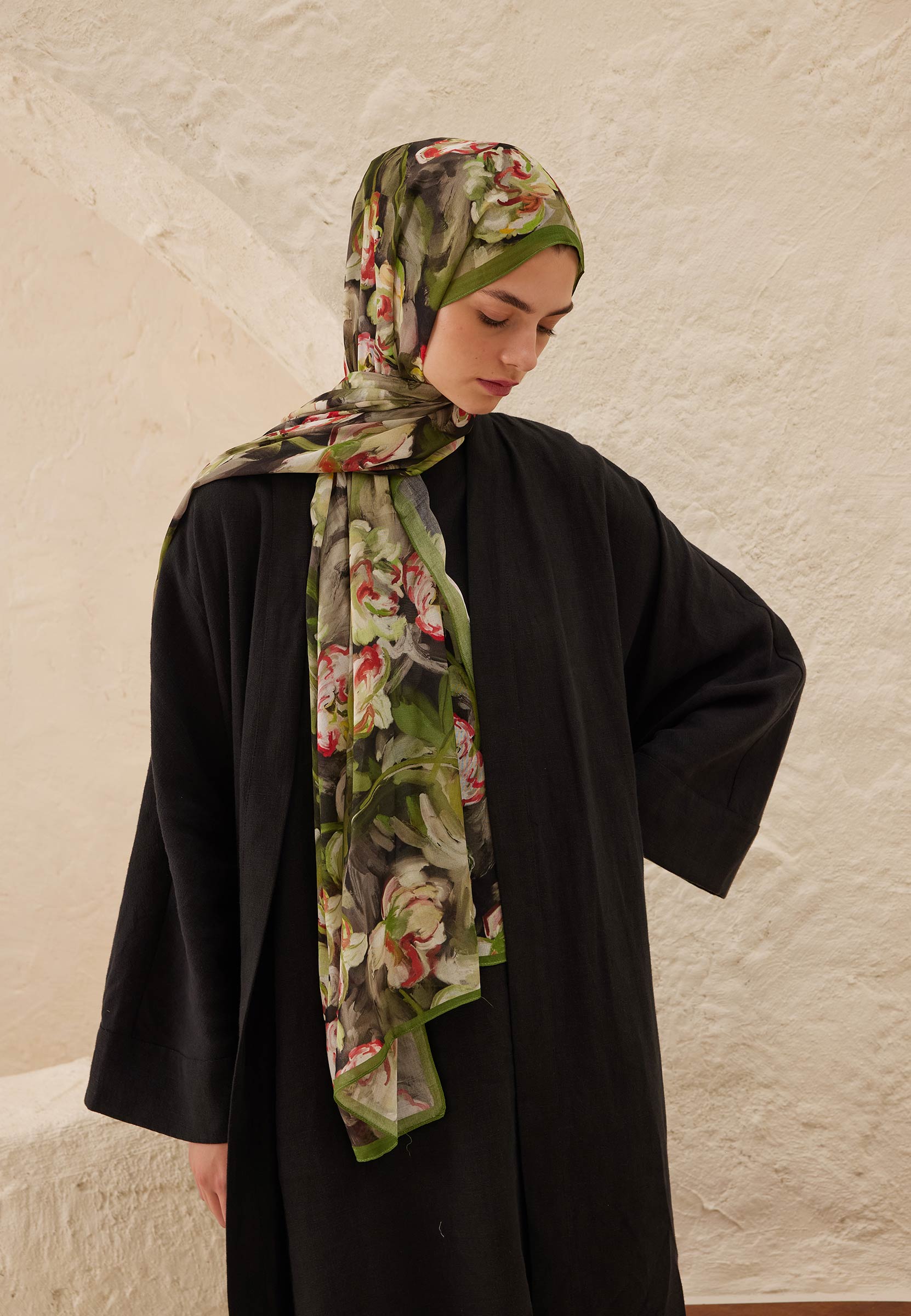 Fresh Scarfs Lavinia Desen Rami Şal Siyah görsel 4