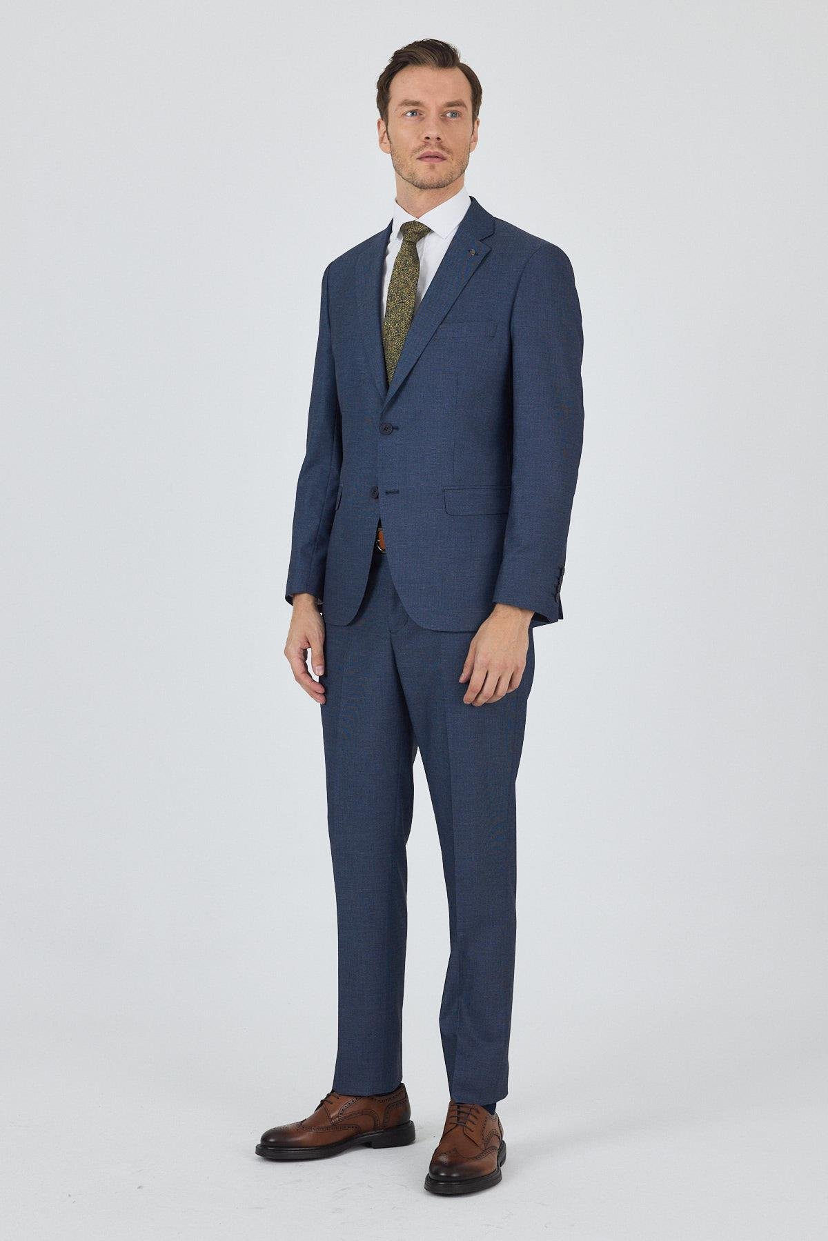 İMZA Lacivert Mono Yaka Esnek 6 Drop Comfort Fit Classic Takım Elbise 1001250152 görsel 2