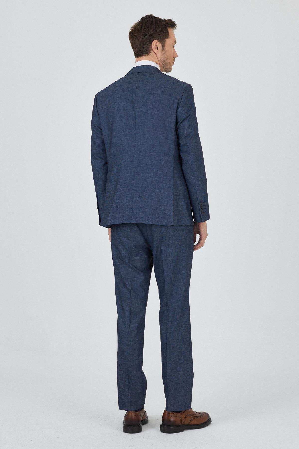 İMZA Lacivert Mono Yaka Esnek 6 Drop Comfort Fit Classic Takım Elbise 1001250152 görsel 5