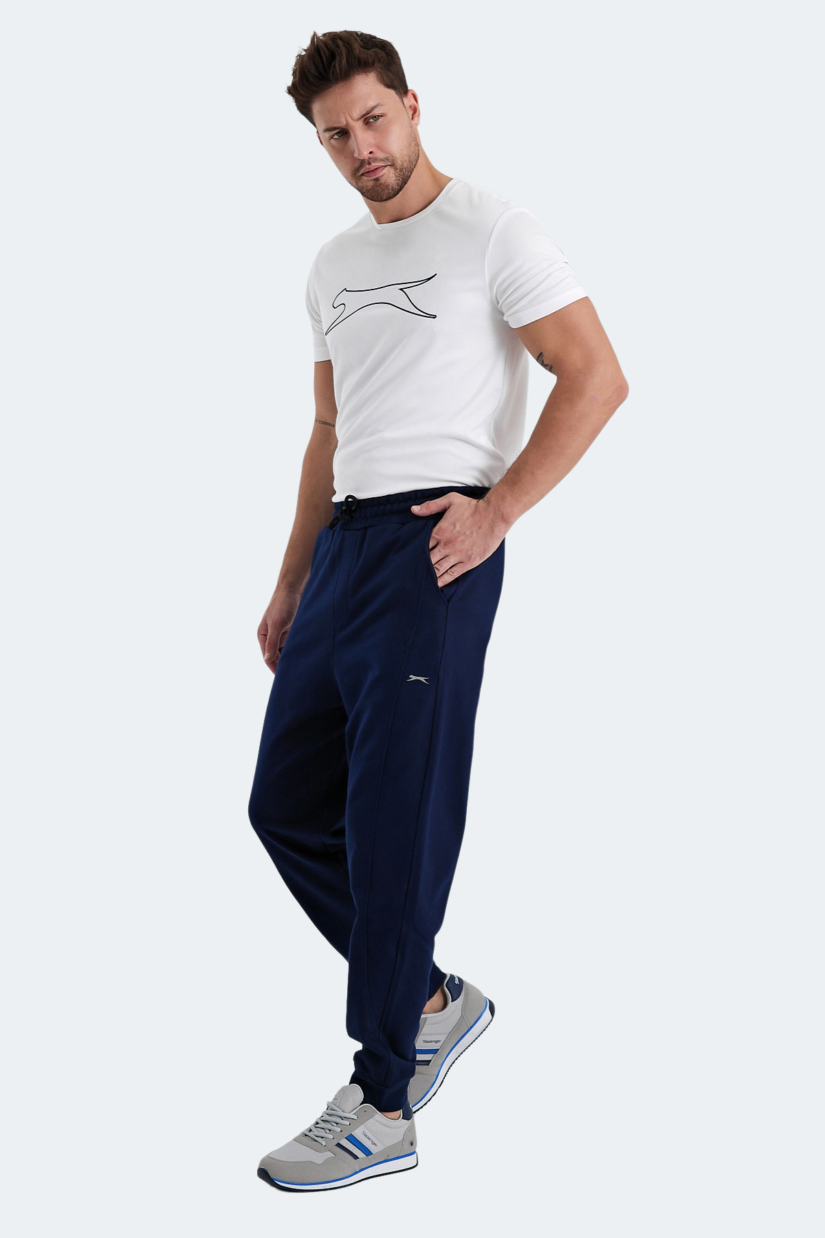 SLAZENGER NACIO Erkek %100 Pamuk Jogger Eşofman Altı Lacivert görsel 4