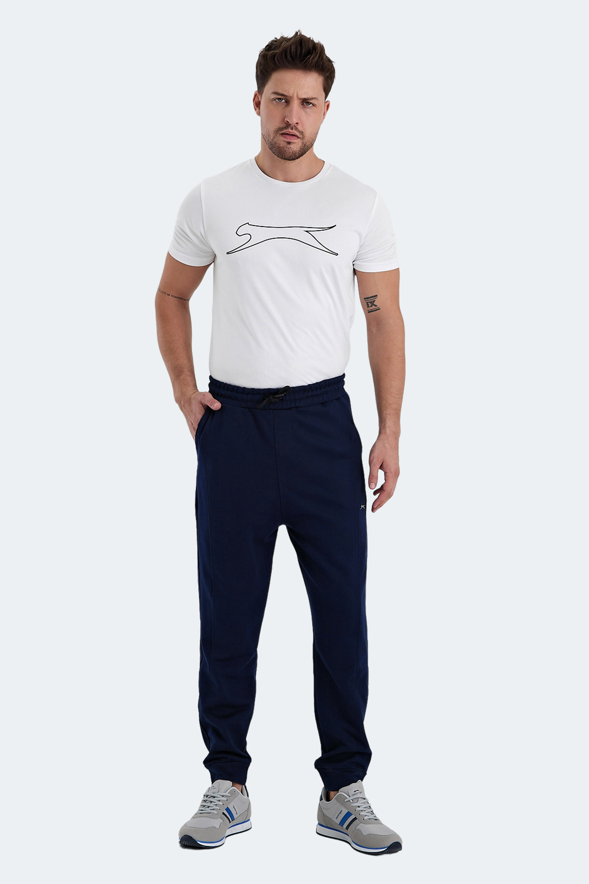 SLAZENGER NACIO Erkek %100 Pamuk Jogger Eşofman Altı Lacivert görsel 7
