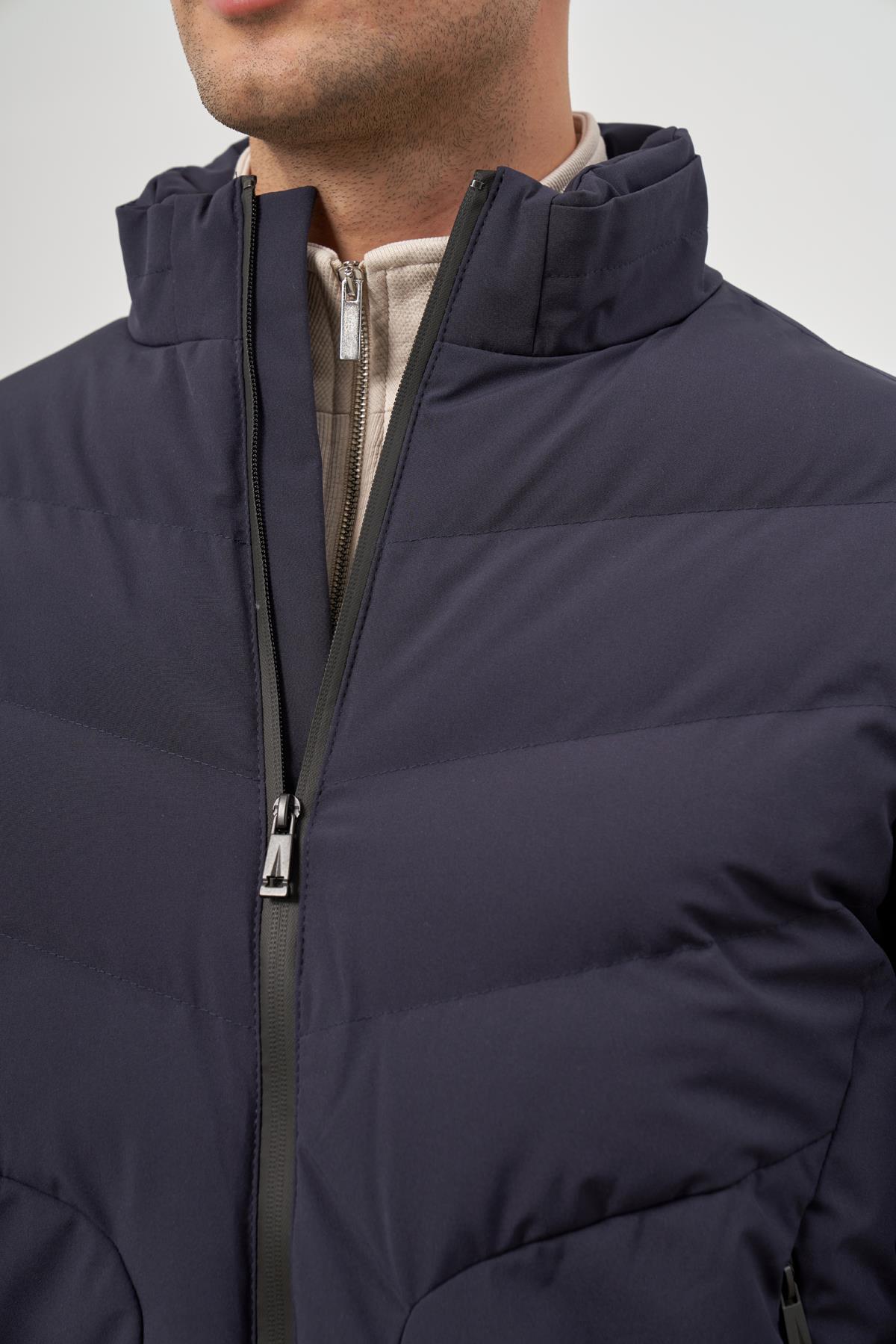 İMZA Koyu Lacivert Dolumlu Hakim Yaka Slim Fit Dar Kesim Klasik Şişme Mont 1007245153 görsel 6