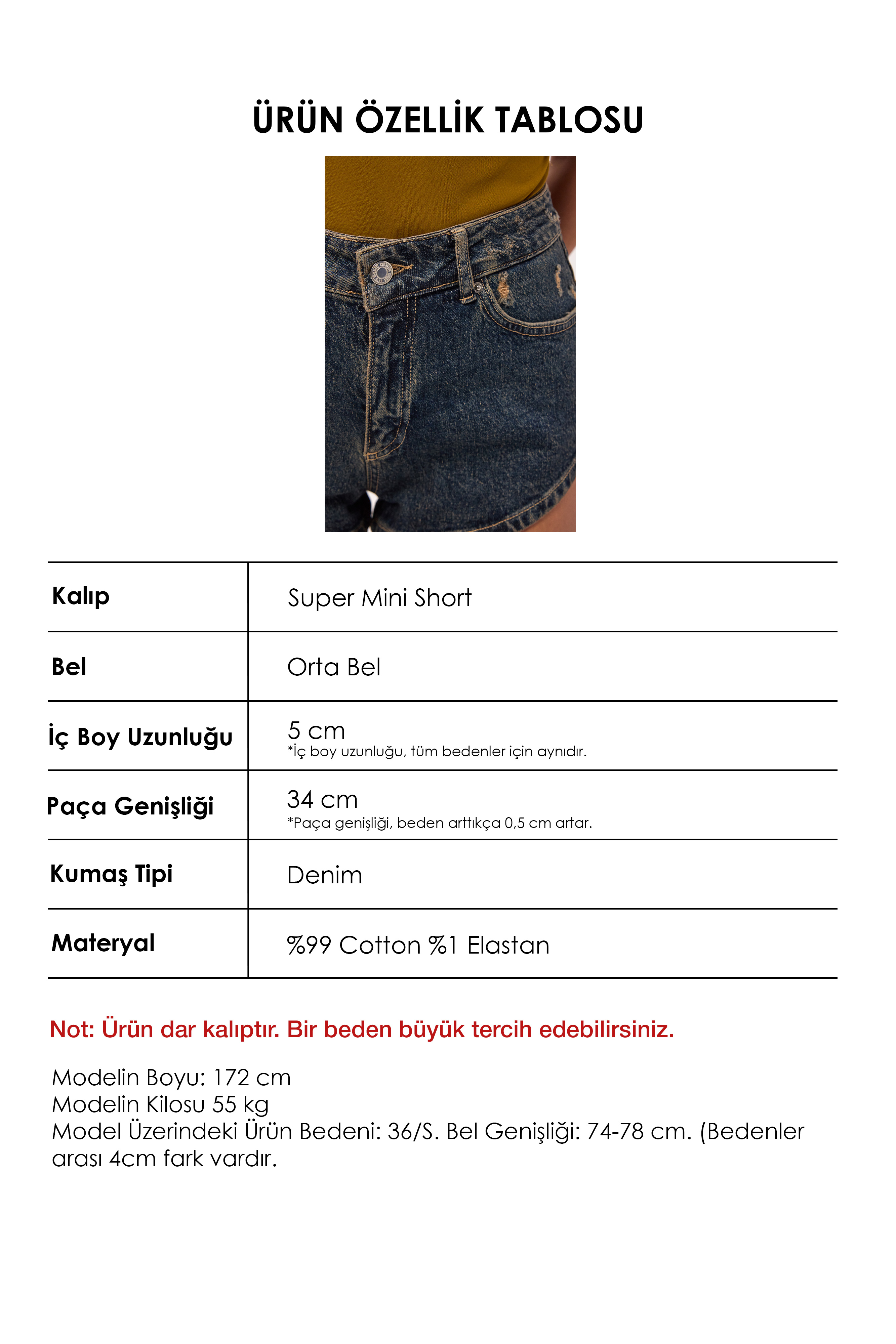 It's Basic Kadın Koyu Jean 11s6 Süper Mini %100 Pamuk Denim Şort görsel 2