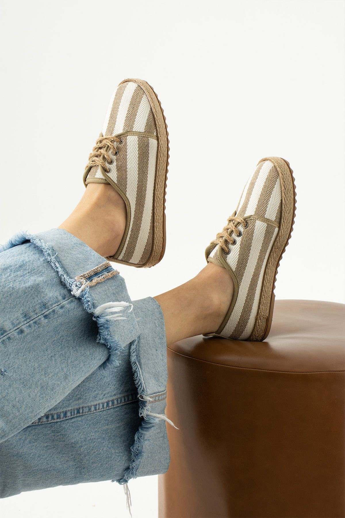 DUXAL SHOES Gabriella Hasır Bağcık Detaylı Kadın Espadril Sneaker görsel 3