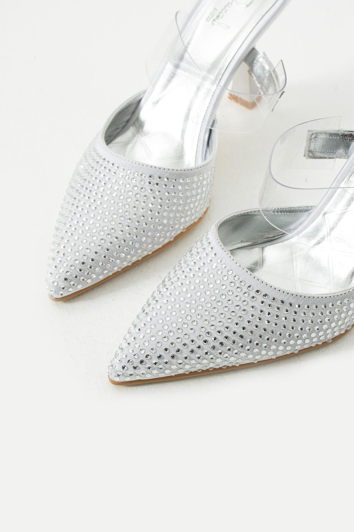 DUXAL SHOES Müge Kadın Topuklu Taşlı Şeffaf Detaylı Abiye Ayakkabı görsel 3