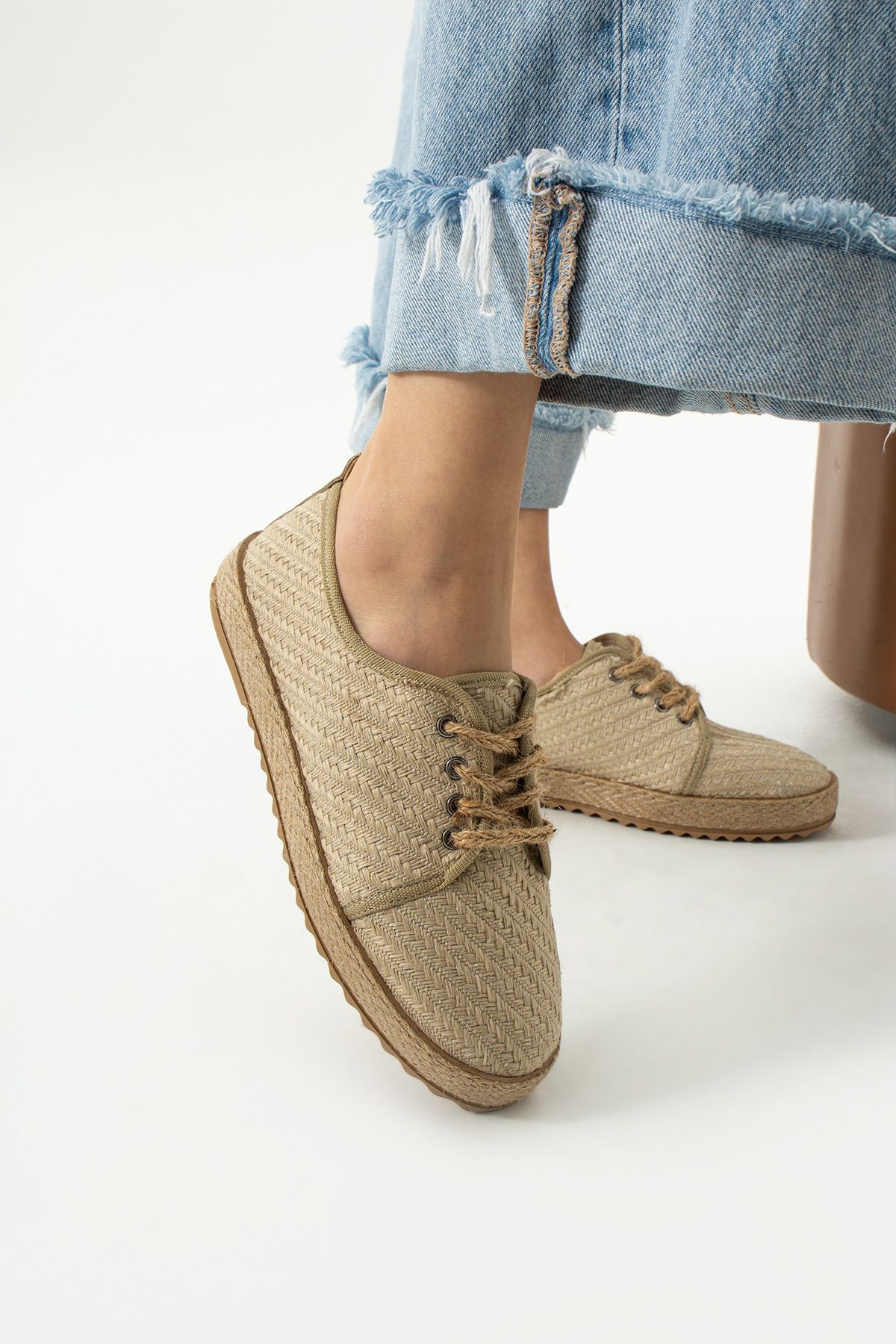 DUXAL SHOES Gabriella Hasır Bağcık Detaylı Kadın Espadril Sneaker görsel 3