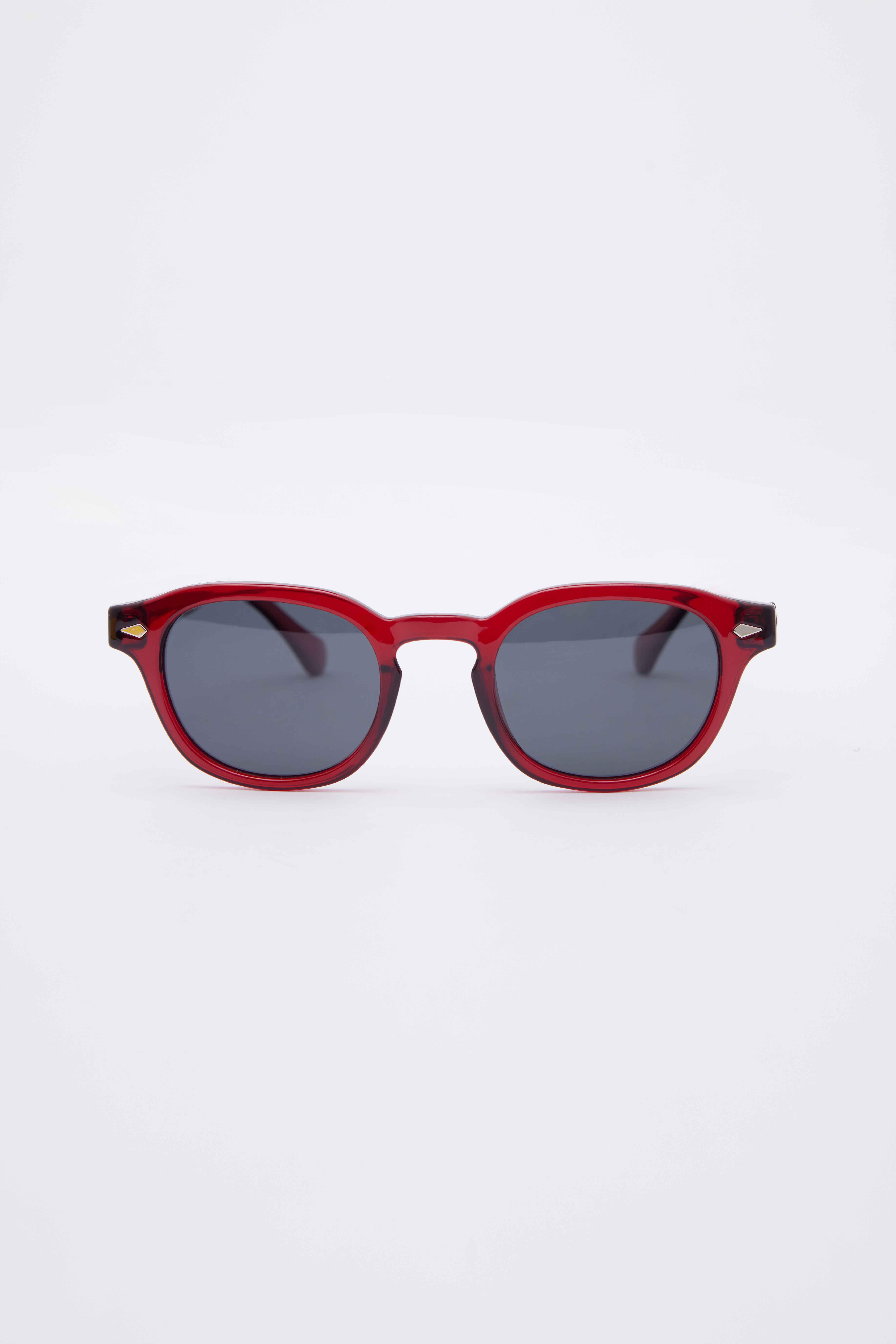 TUDORS Unisex Oval Çerçeve Bordo Füme Cam Güneş Gözlüğü