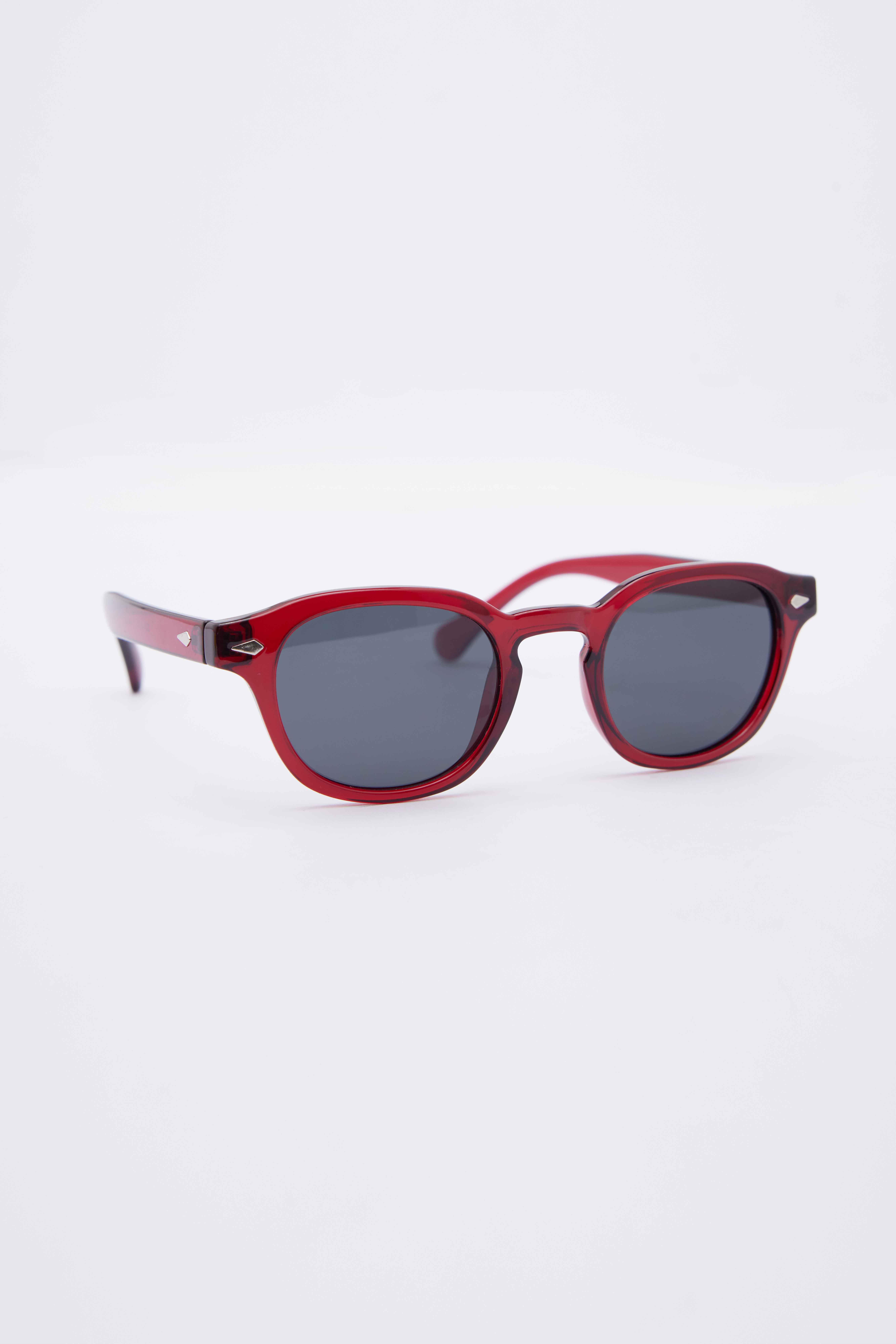 TUDORS Unisex Oval Çerçeve Bordo Füme Cam Güneş Gözlüğü görsel 2