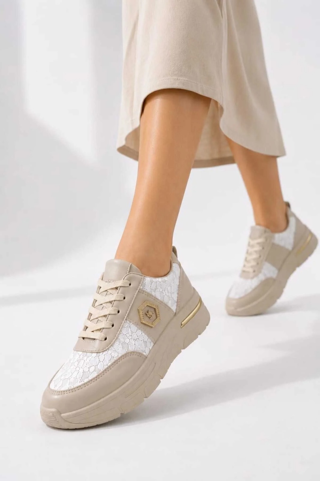 Slipcat Dantel Detaylı Trend 5 Cm Platform Yüksek Taban Kadın Sneaker Spor Ayakkabı görsel 6