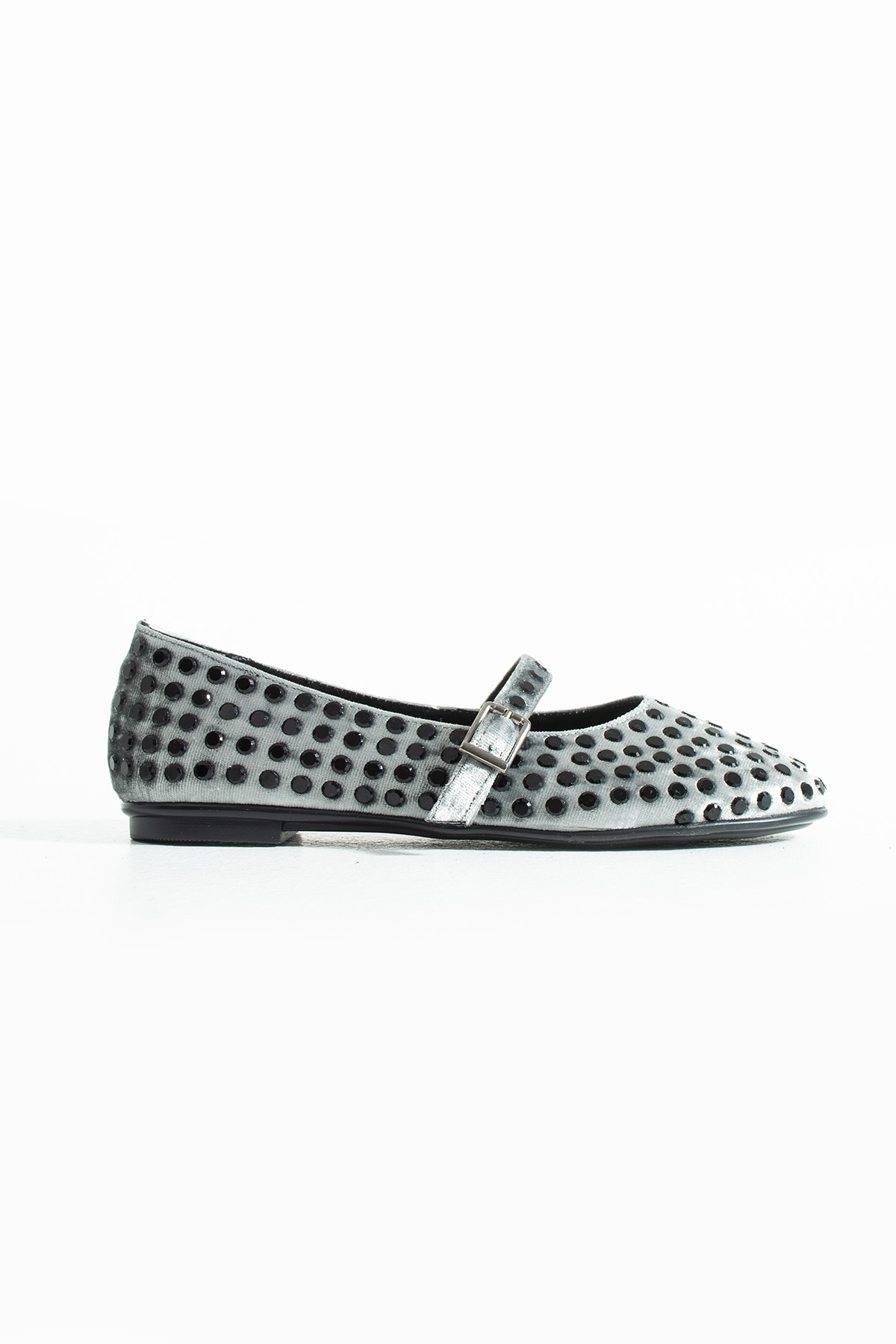 DUXAL SHOES Ruby Kadife Taş Detaylı Bilekten Bağlamalı Kadın Babet görsel 5