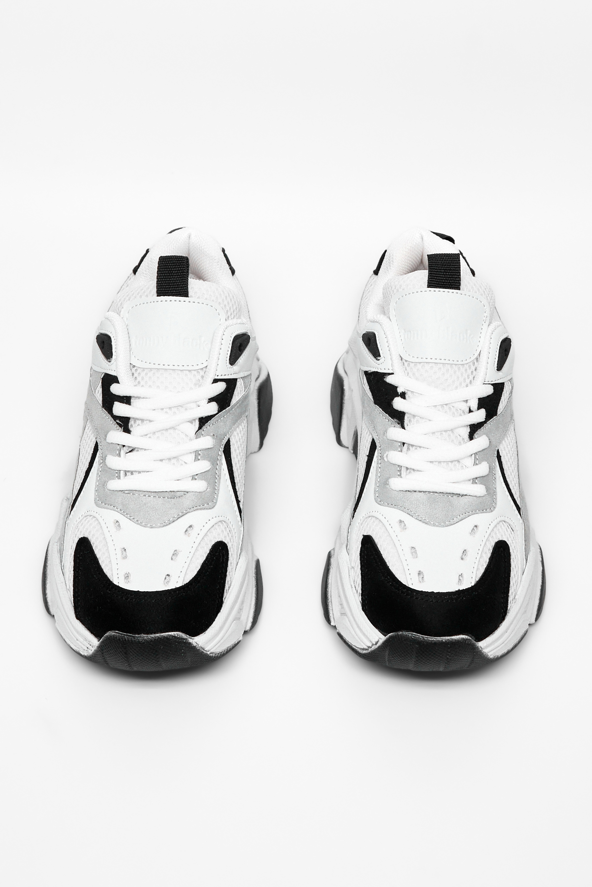 TONNY BLACK Kadın Beyaz Siyah Rahat Kalıp Poli Taban Bağcıklı Sneaker görsel 4