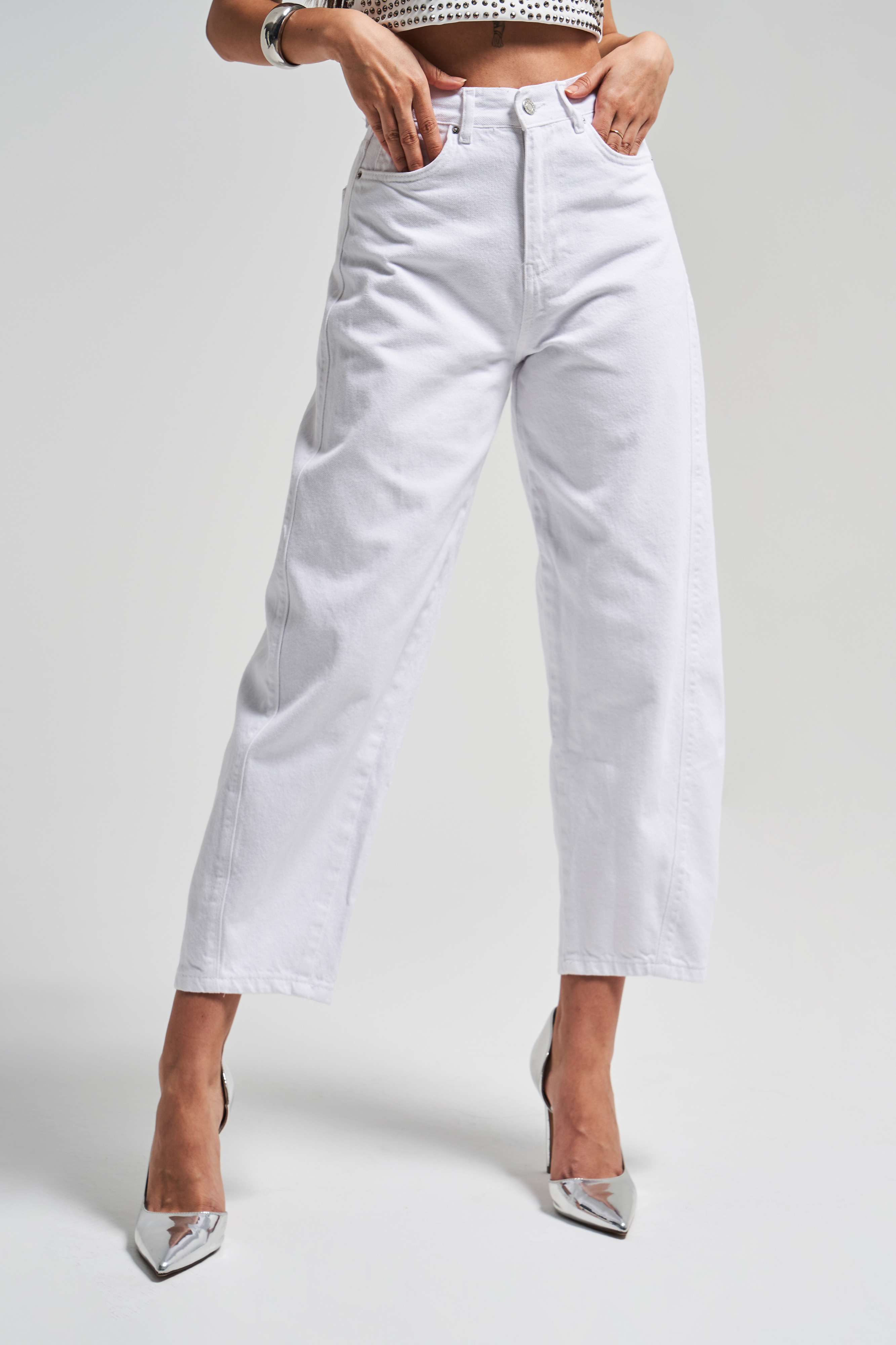 It's Basic Kadın Beyaz Renk Venüs 5s5-2 Carrot Fit Rahat Kesim %100 Pamuk İç Göstermez Denim Jean