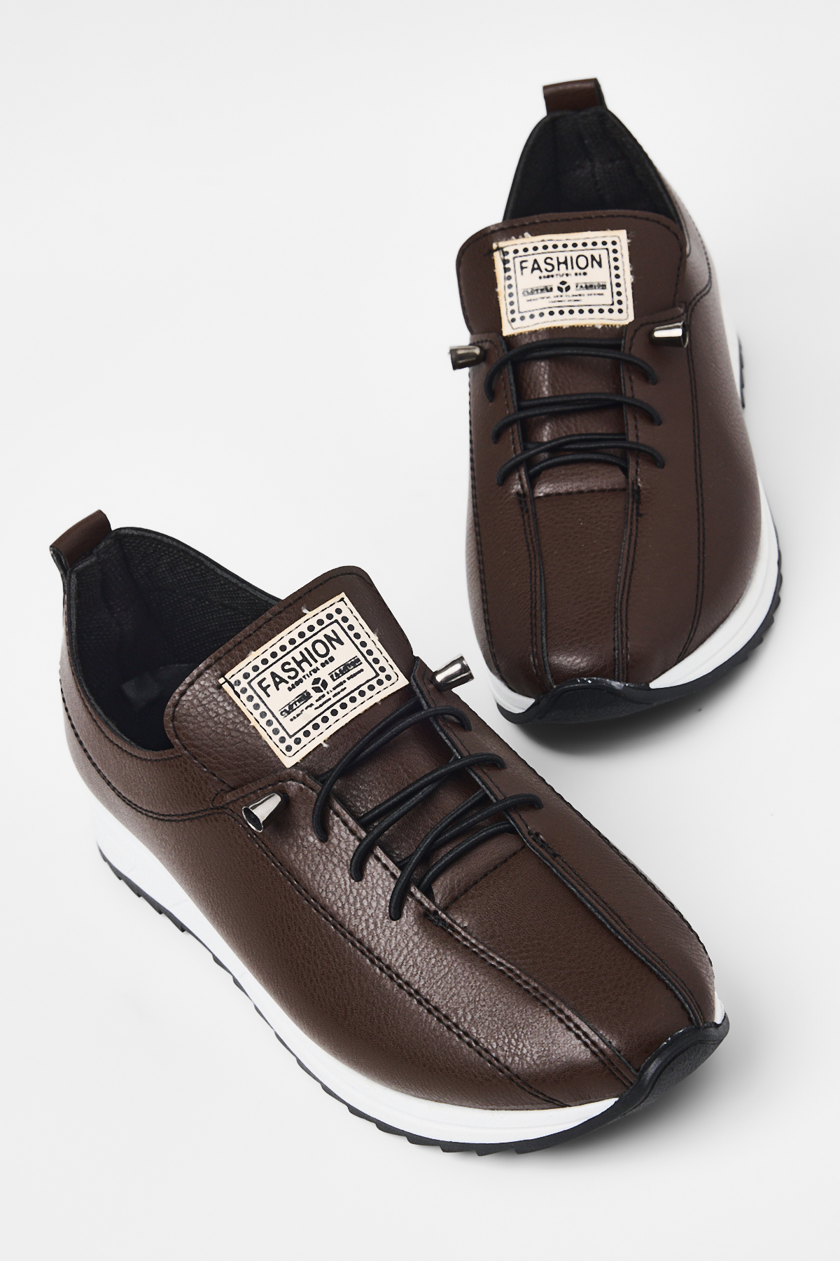 TONNY BLACK Kadın Kahve Rahat Kalıp Ortopedik Bağcıklı Sneaker görsel 2