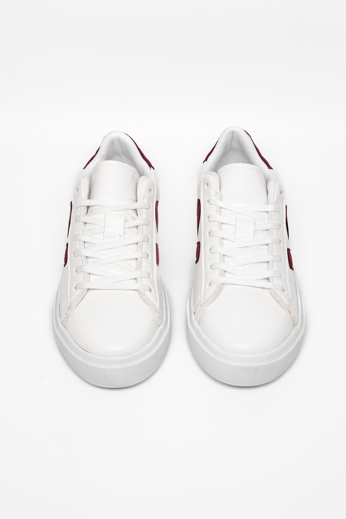 TONNY BLACK Kadın Beyaz Bordo Kauçuk Taban Rahat Bağcıklı Sneaker görsel 4
