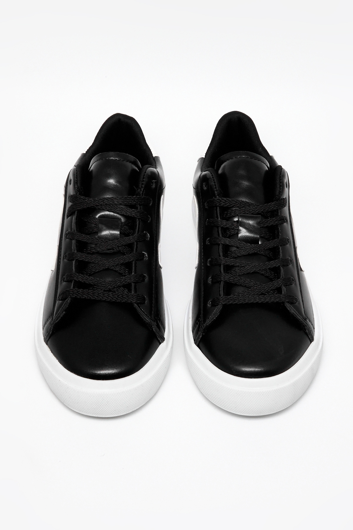 TONNY BLACK Kadın Siyah Beyaz Kauçuk Taban Rahat Bağcıklı Sneaker görsel 2