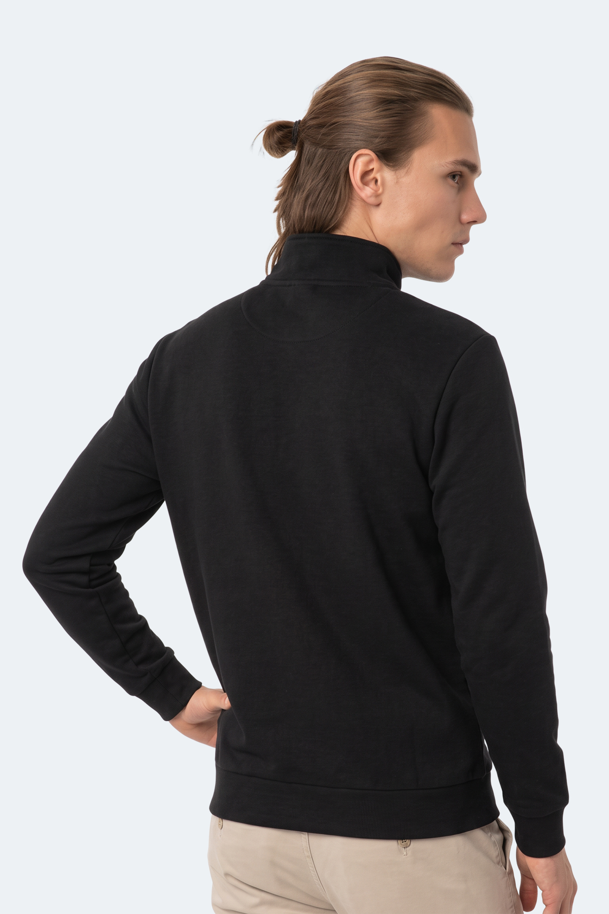 SLAZENGER KENA I Erkek Dik Yaka Fermuarlı Siyah Sweatshırt görsel 7