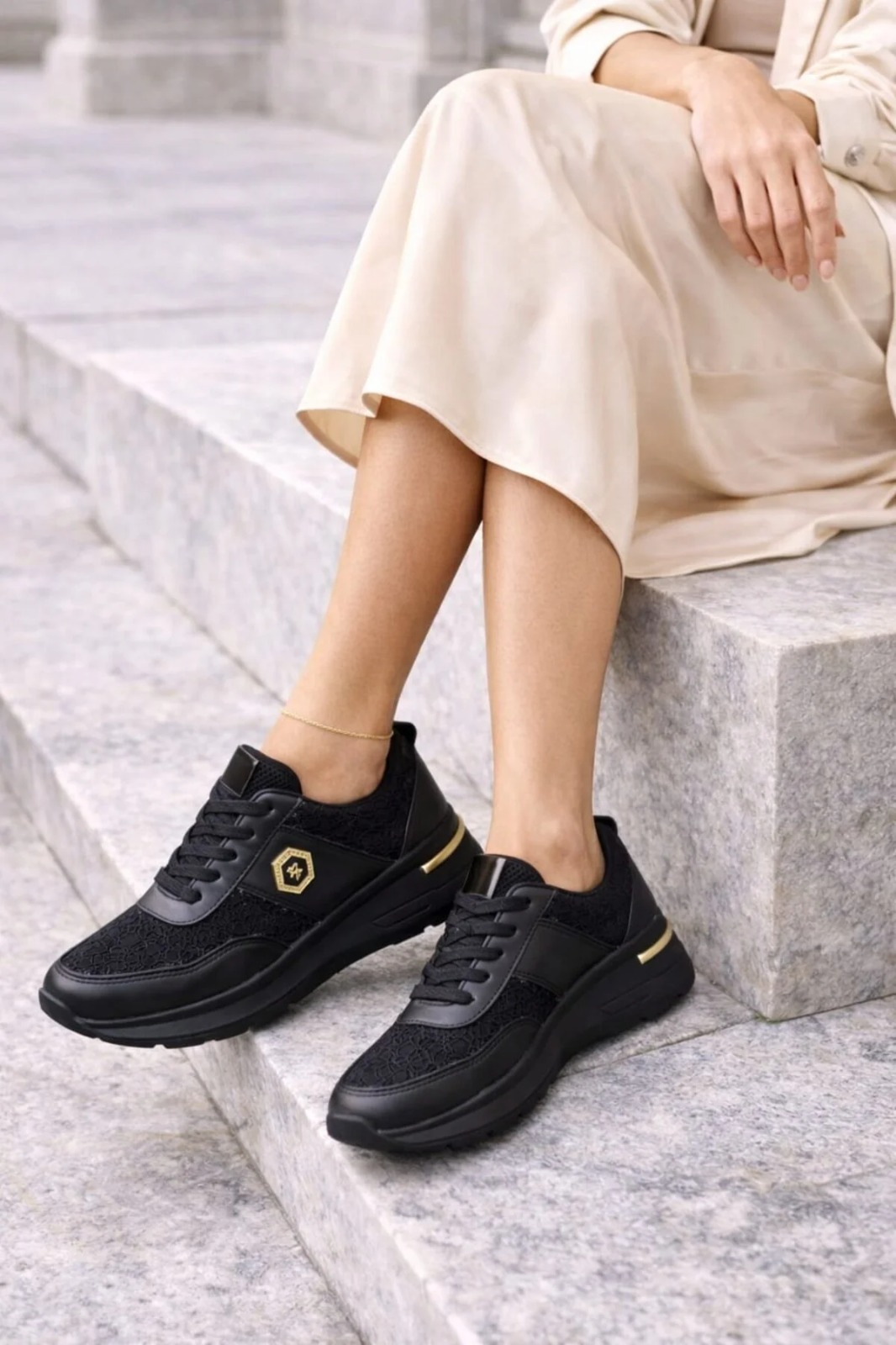Slipcat Dantel Detaylı Trend 5 Cm Platform Yüksek Taban Kadın Sneaker Spor Ayakkabı görsel 6