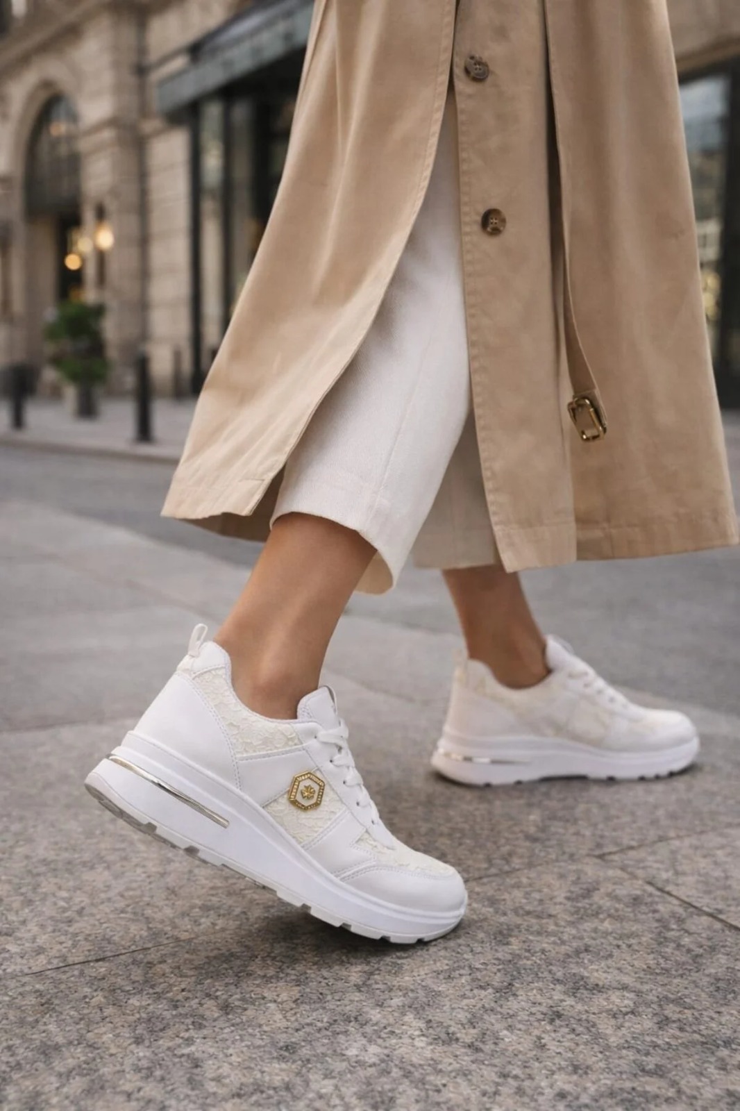 Slipcat Dantel Detaylı Trend 5 Cm Platform Yüksek Taban Kadın Sneaker Spor Ayakkabı görsel 5