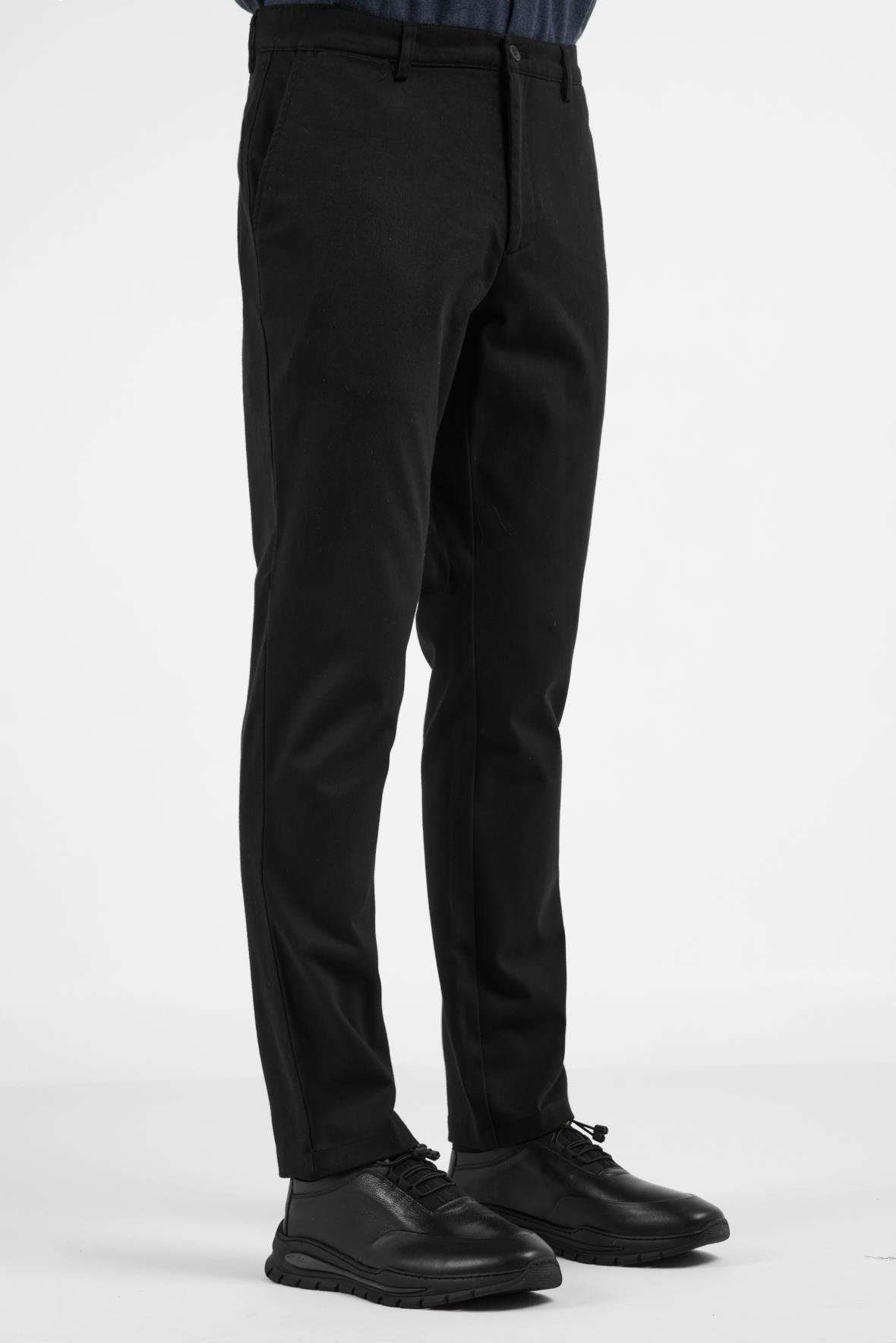 İMZA Siyah Yan Cep Düz Paça Pamuklu Comfort Fit Casual Chino Pantolon 1003255159
