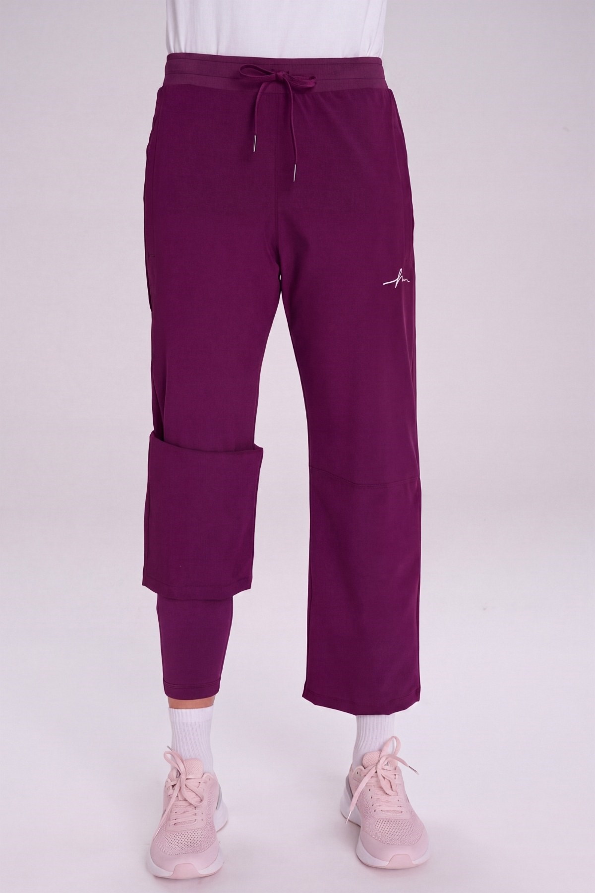 Haşema Active Çift Katmanlı Taytlı Boru Paça Mor Spor Pantolonu Eşofman Altı Act-3